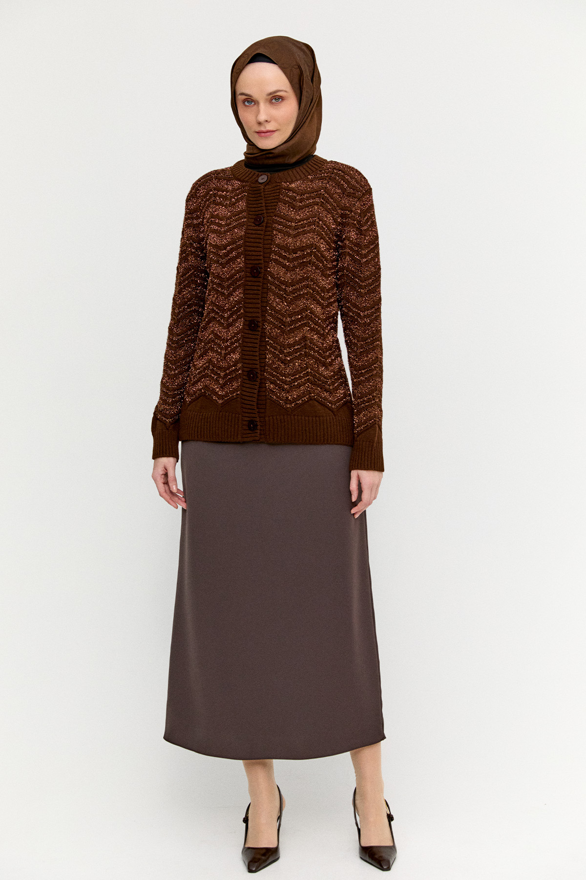 Sim Detaylı Triko Hırka, Tesettür Giyim