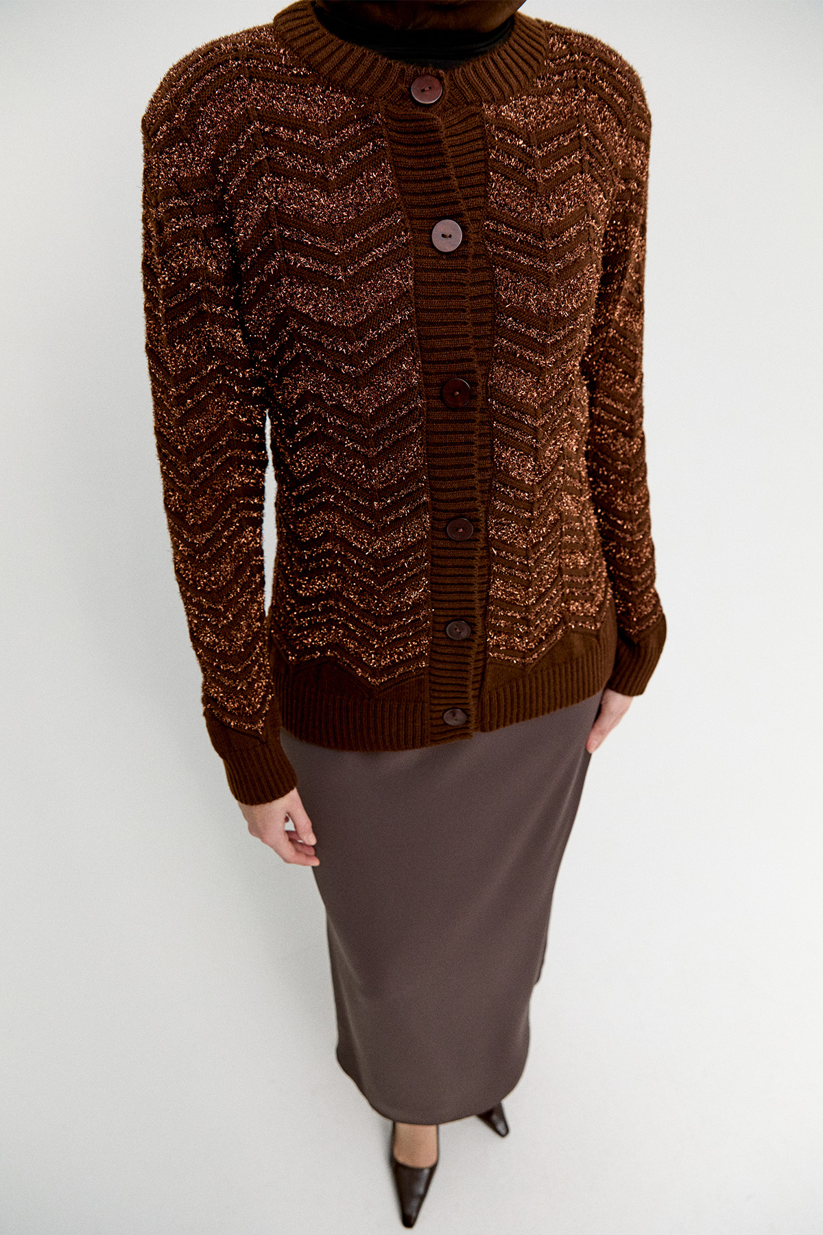 Sim Detaylı Triko Hırka, Tesettür Giyim