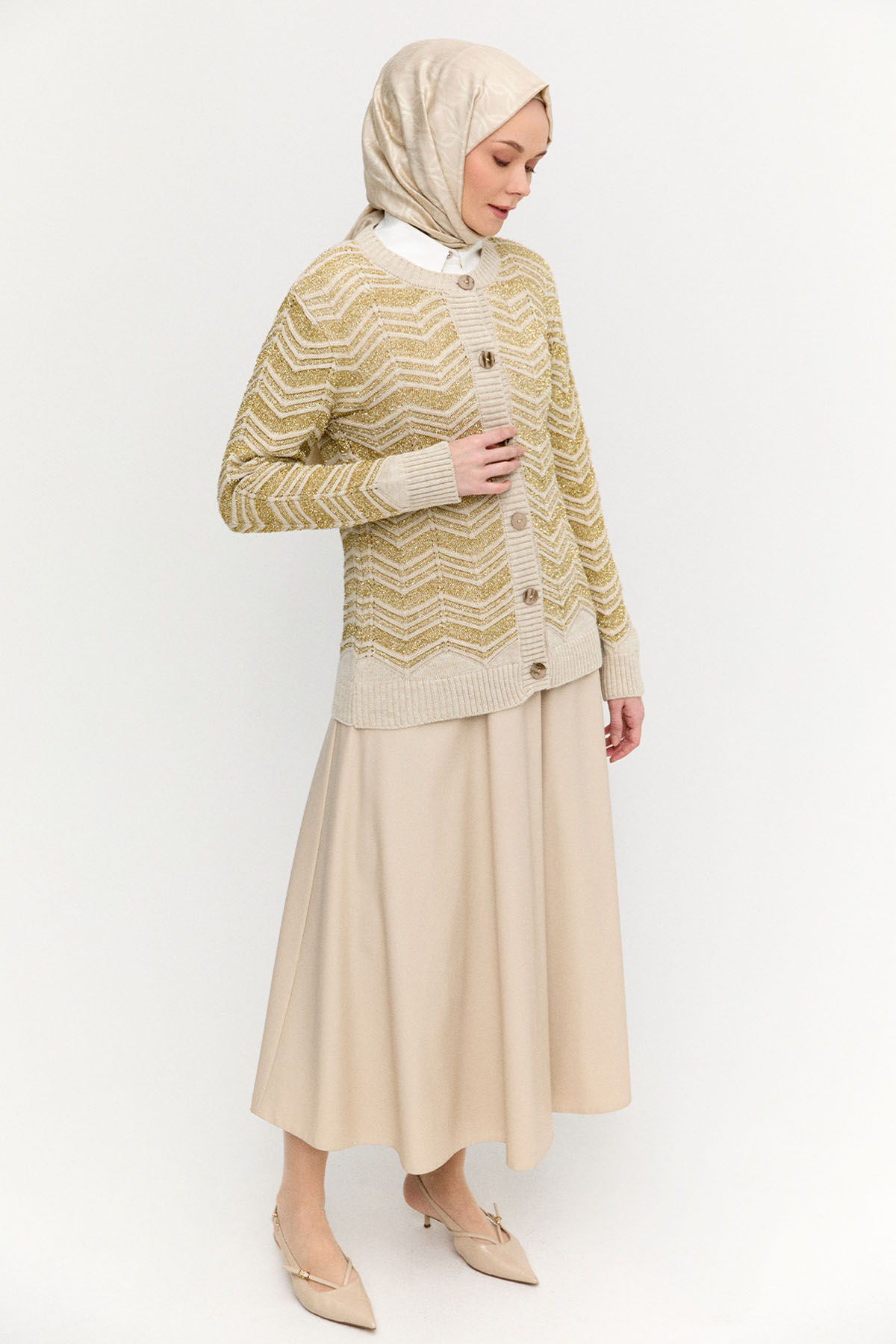 Sim Detaylı Triko Hırka, Tesettür Giyim