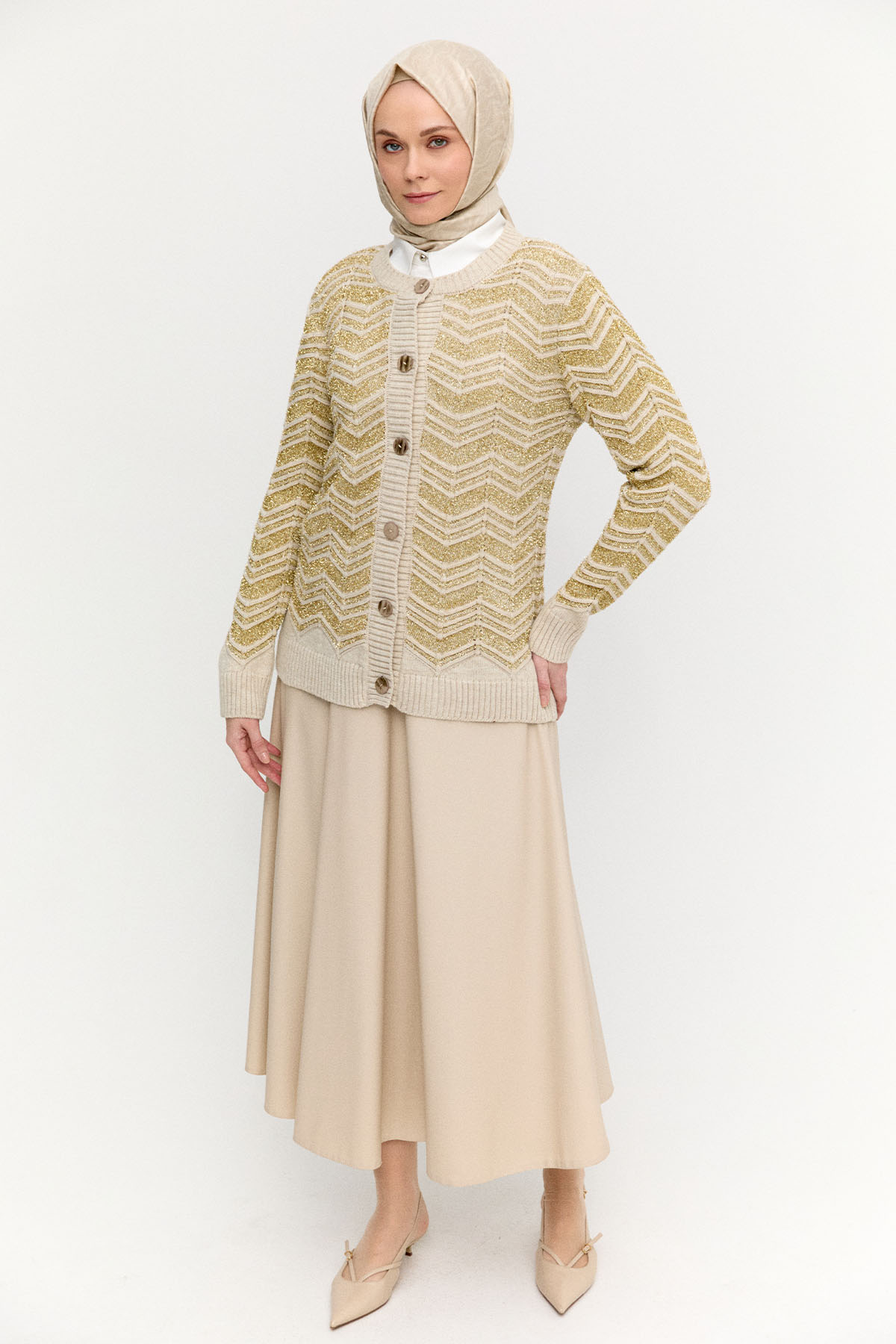 Sim Detaylı Triko Hırka, Tesettür Giyim