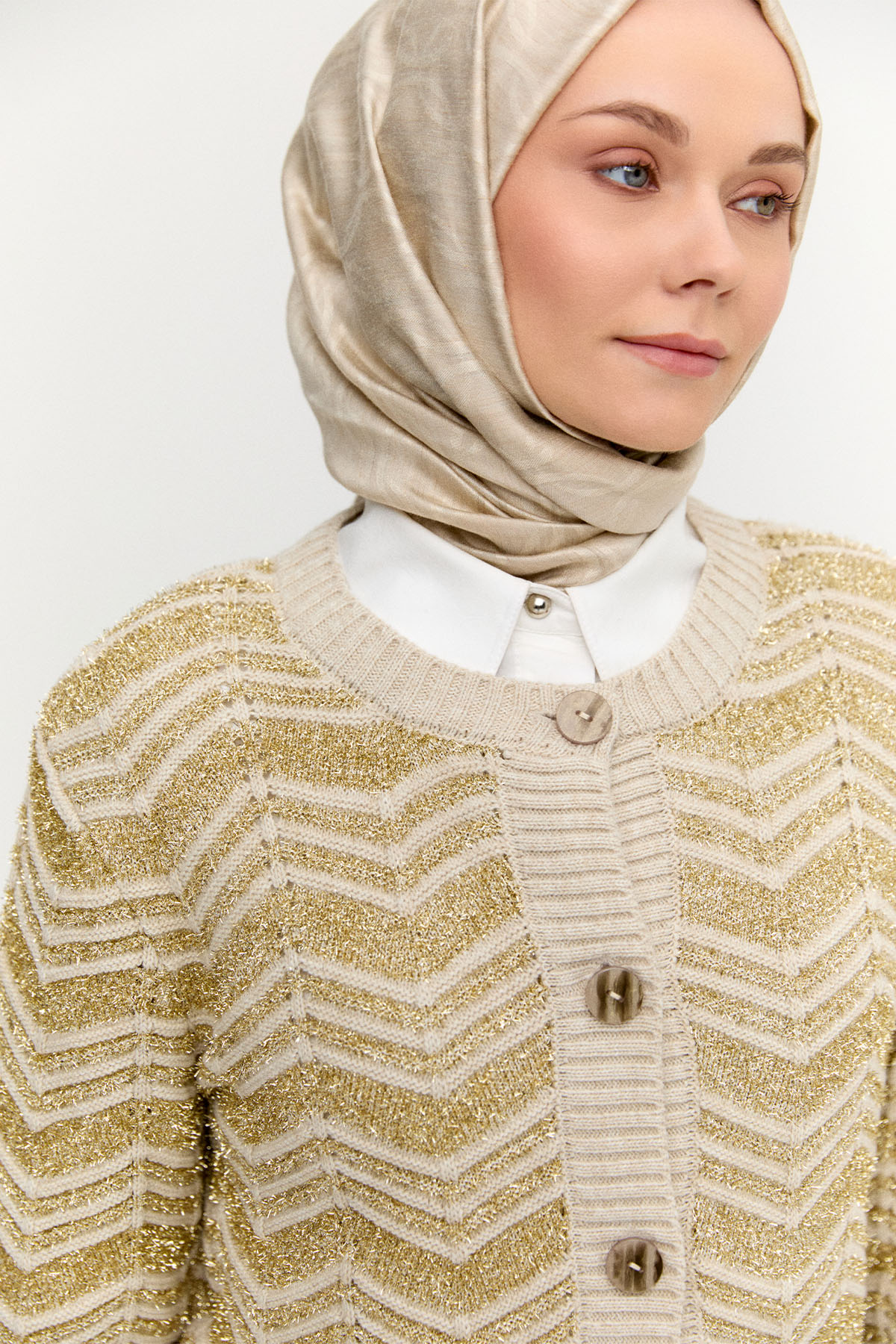 Sim Detaylı Triko Hırka, Tesettür Giyim