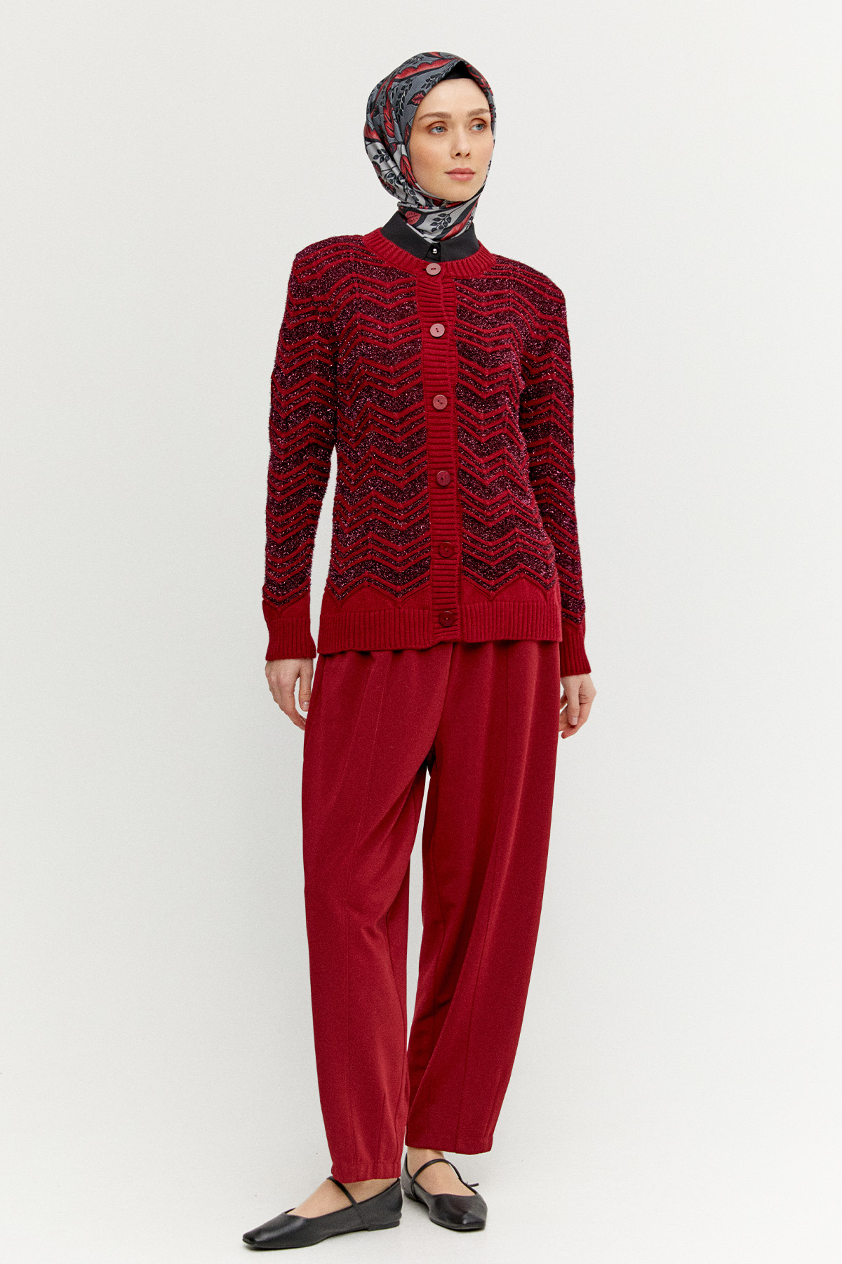 Sim Detaylı Triko Hırka, Tesettür Giyim