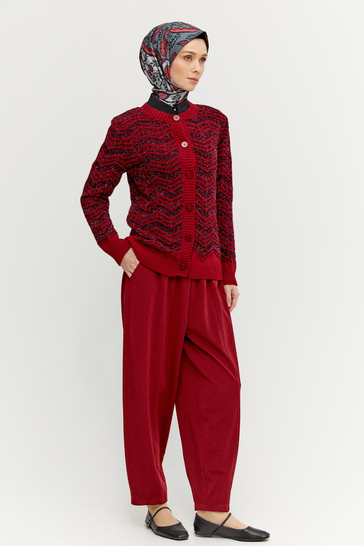 Sim Detaylı Triko Hırka, Tesettür Giyim