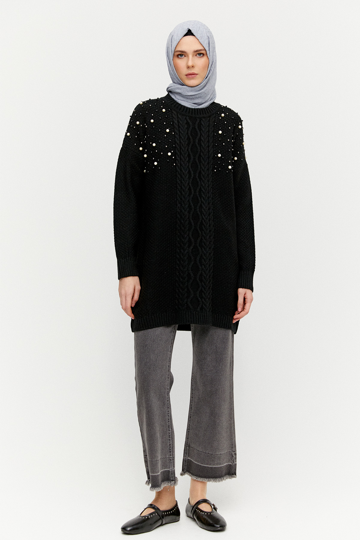 Taş Detaylı Triko Tunik