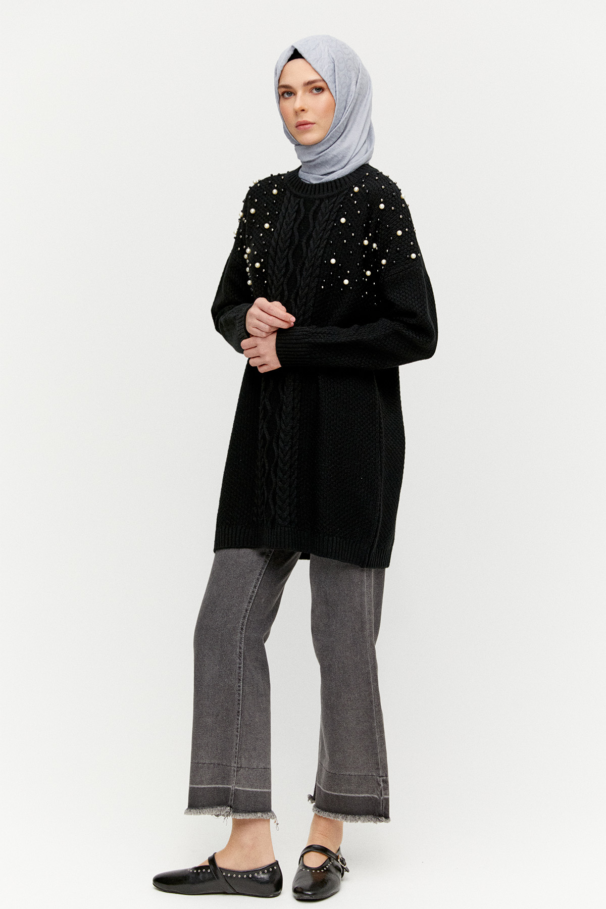 Taş Detaylı Triko Tunik