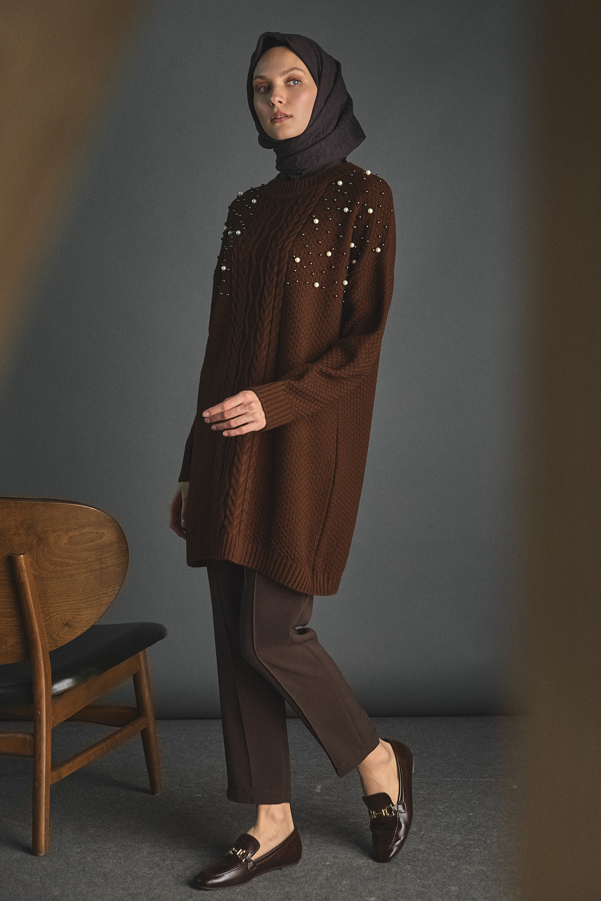 Taş Detaylı Triko Tunik