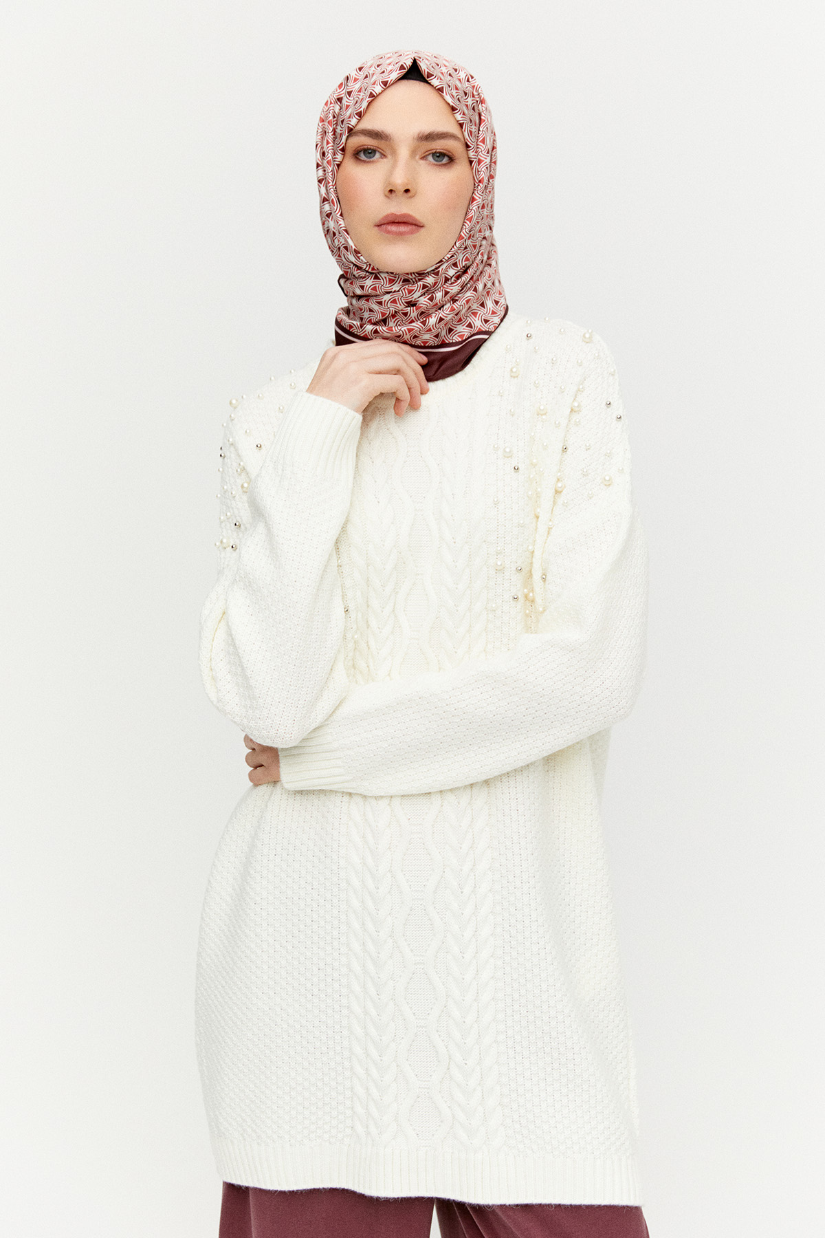 Taş Detaylı Triko Tunik