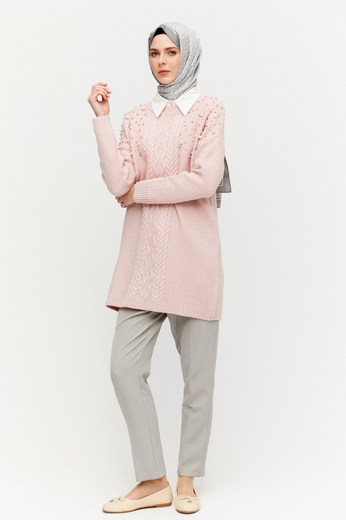 Taş Detaylı Triko Tunik