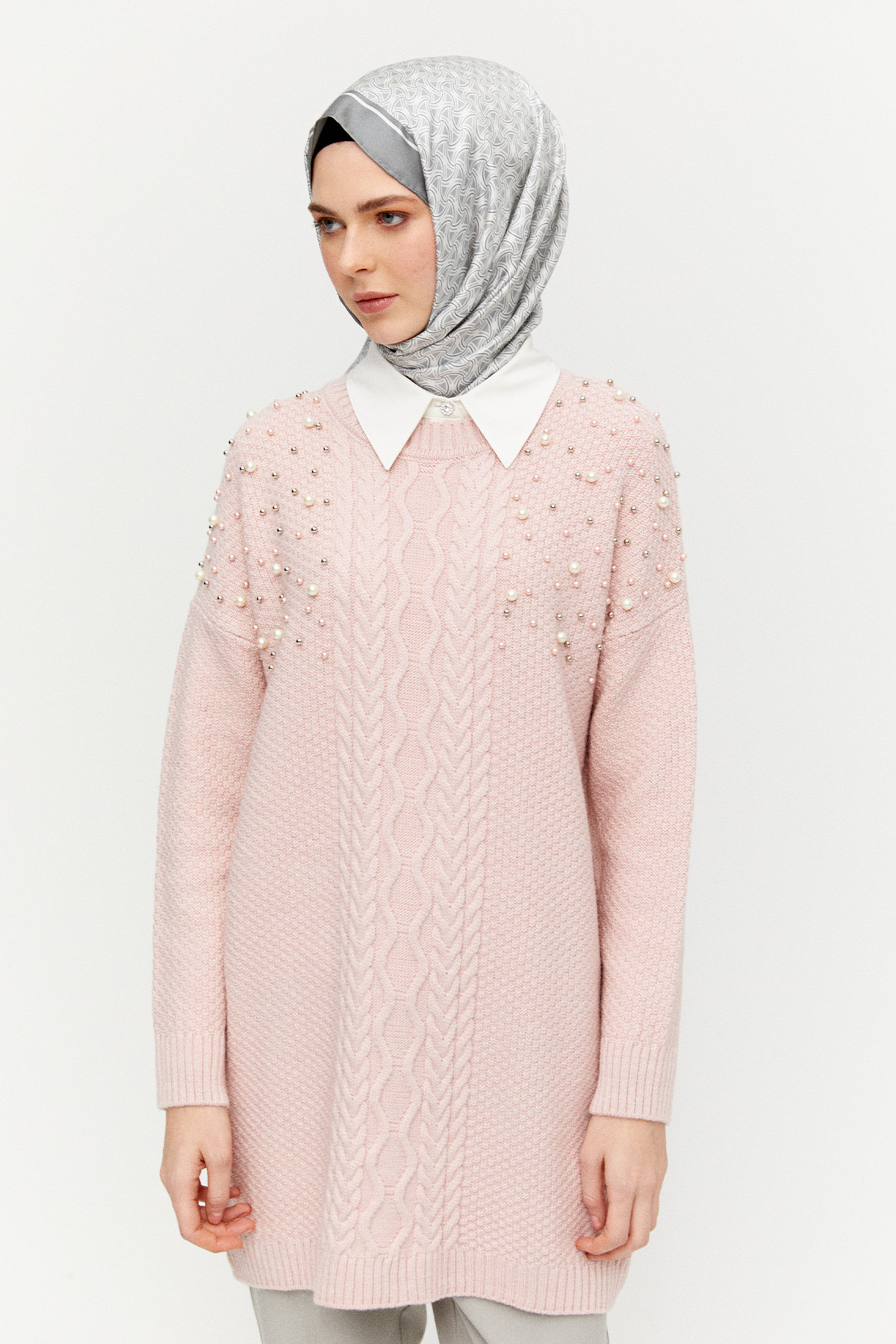 Taş Detaylı Triko Tunik