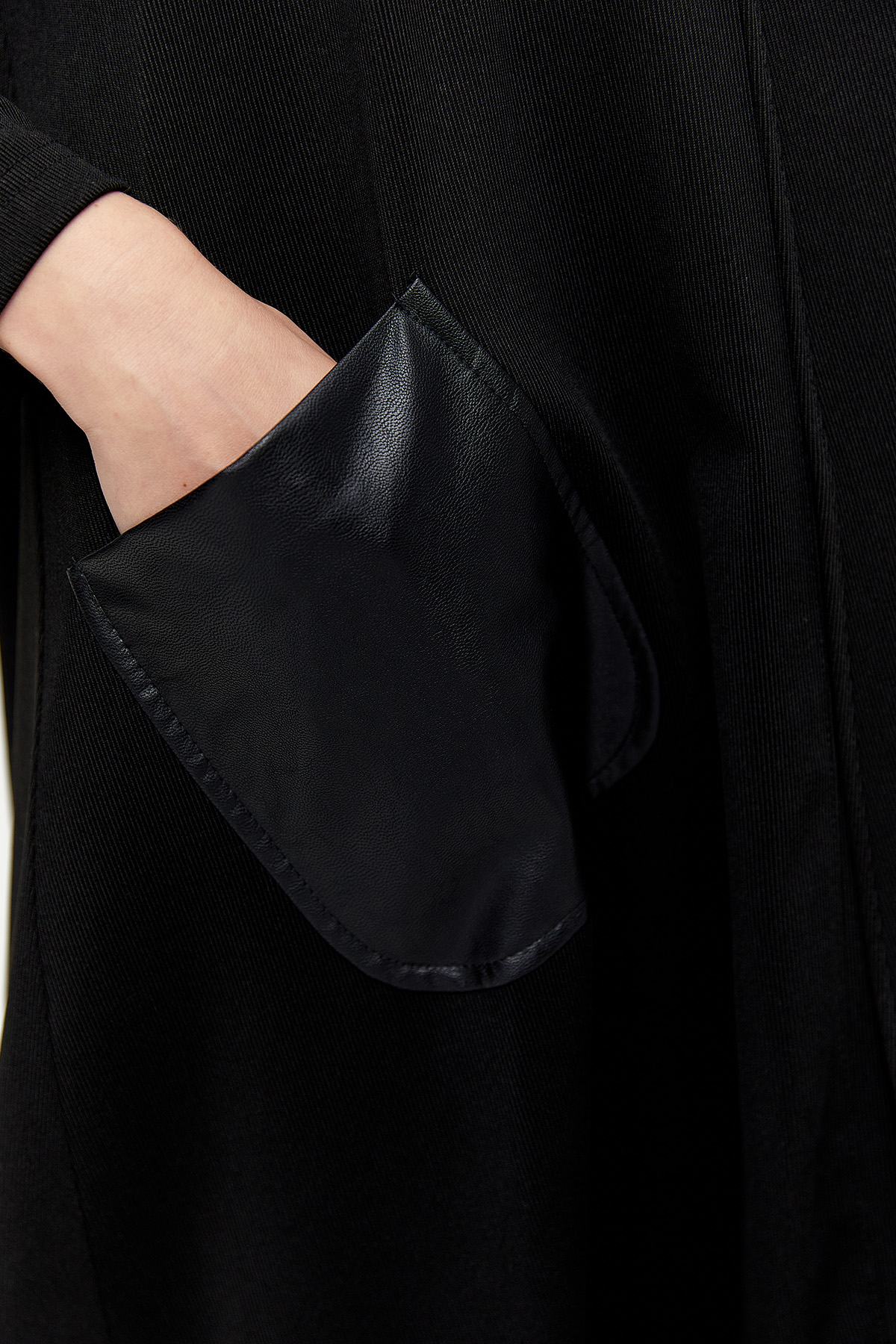 Deri Kombinli Oversize Hırka