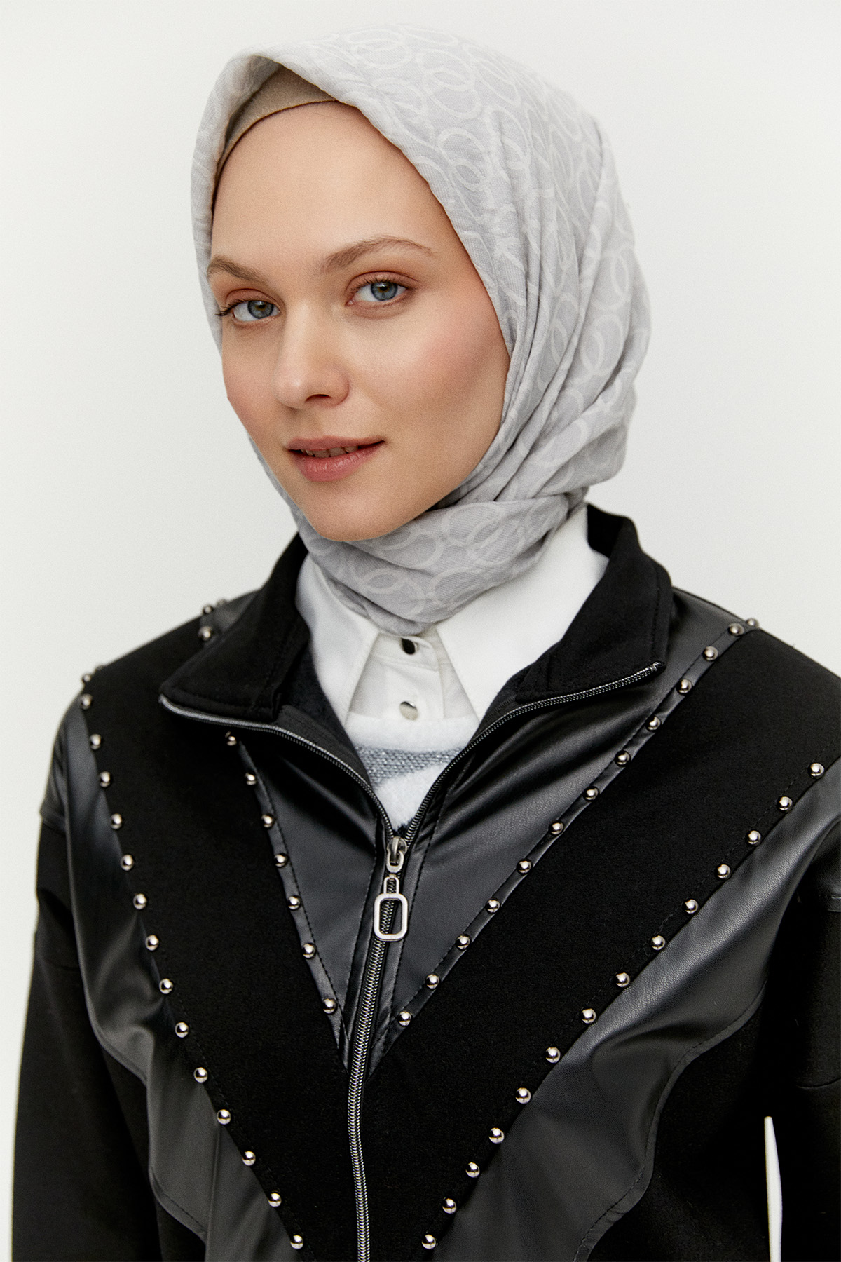 Suni Deri Kombinli Taş Detaylı Kap