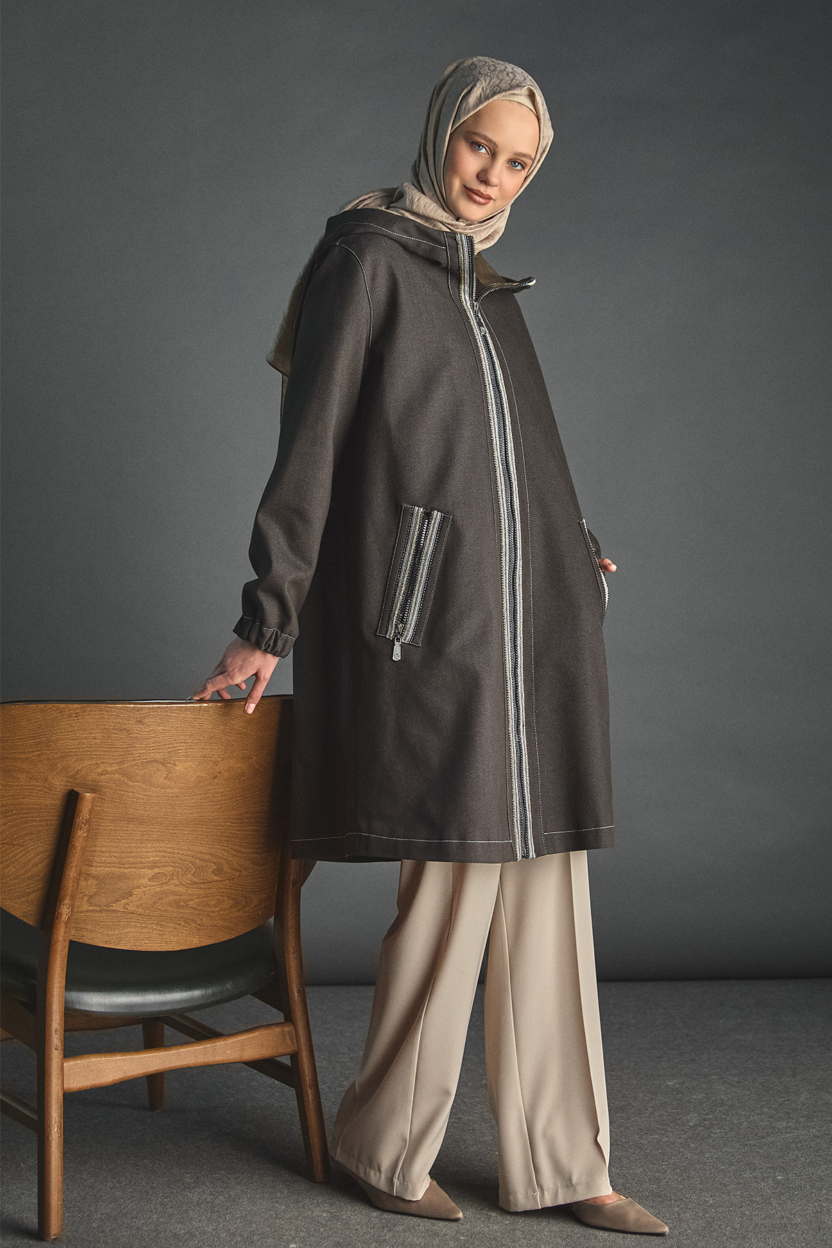 Kapüşonlu Oversize Kap