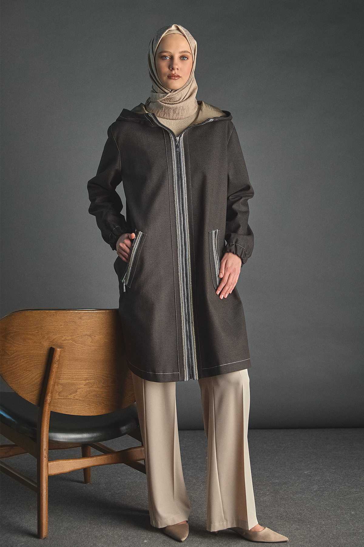 Kapüşonlu Oversize Kap