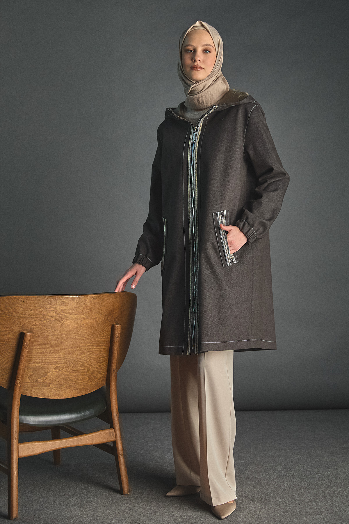 Kapüşonlu Oversize Kap