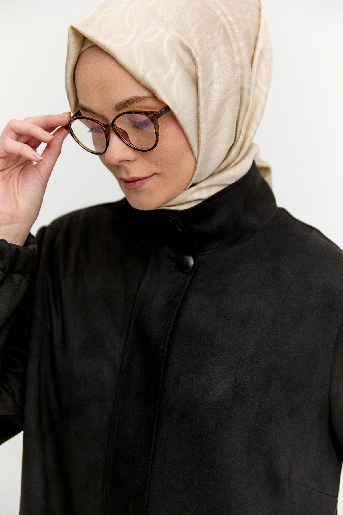 Süet Dokulu Büyük Beden Kap, Tesettür Giyim