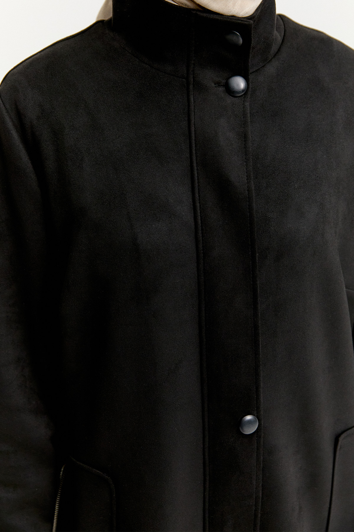 Süet Dokulu Büyük Beden Kap, Tesettür Giyim