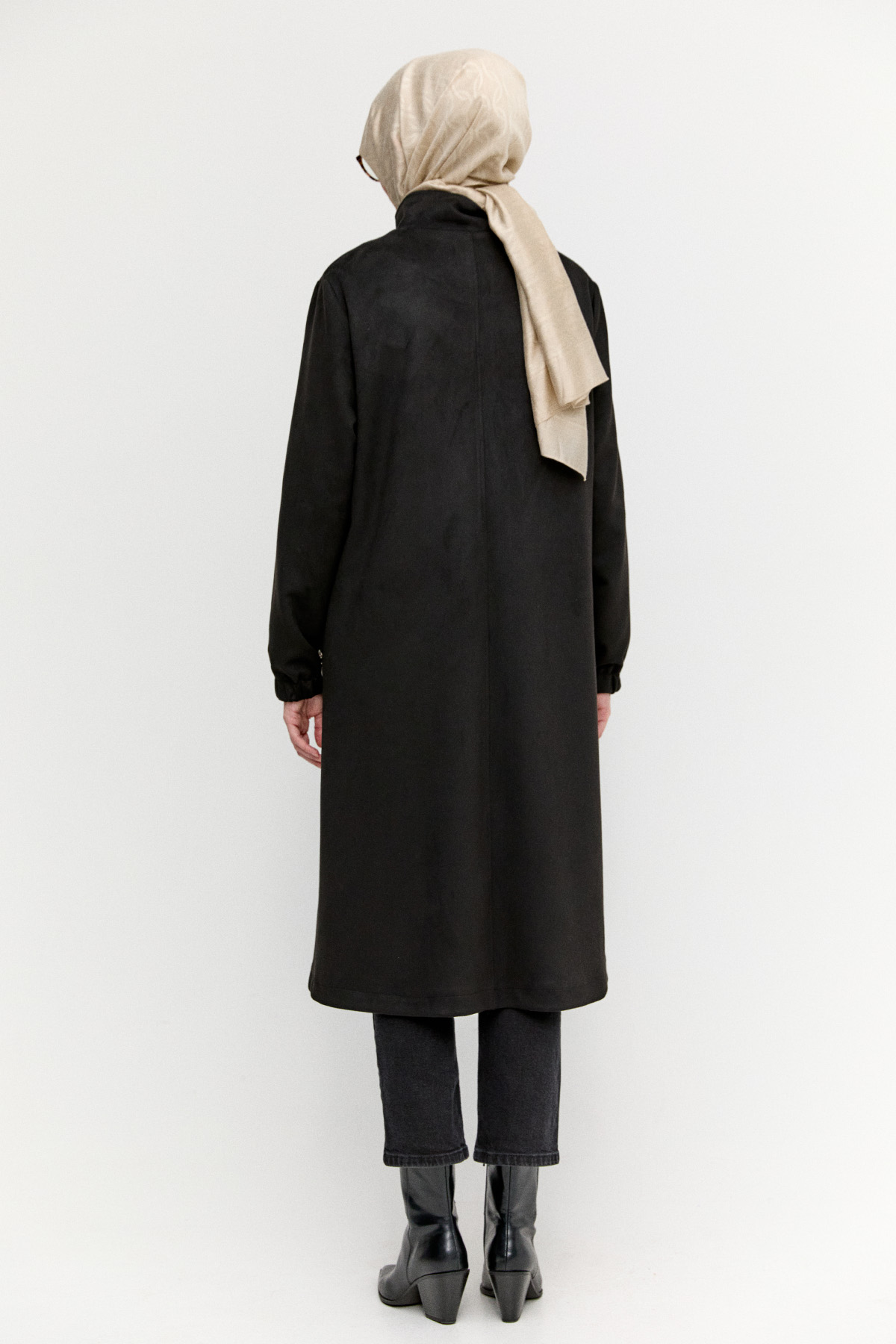 Süet Dokulu Büyük Beden Kap, Tesettür Giyim