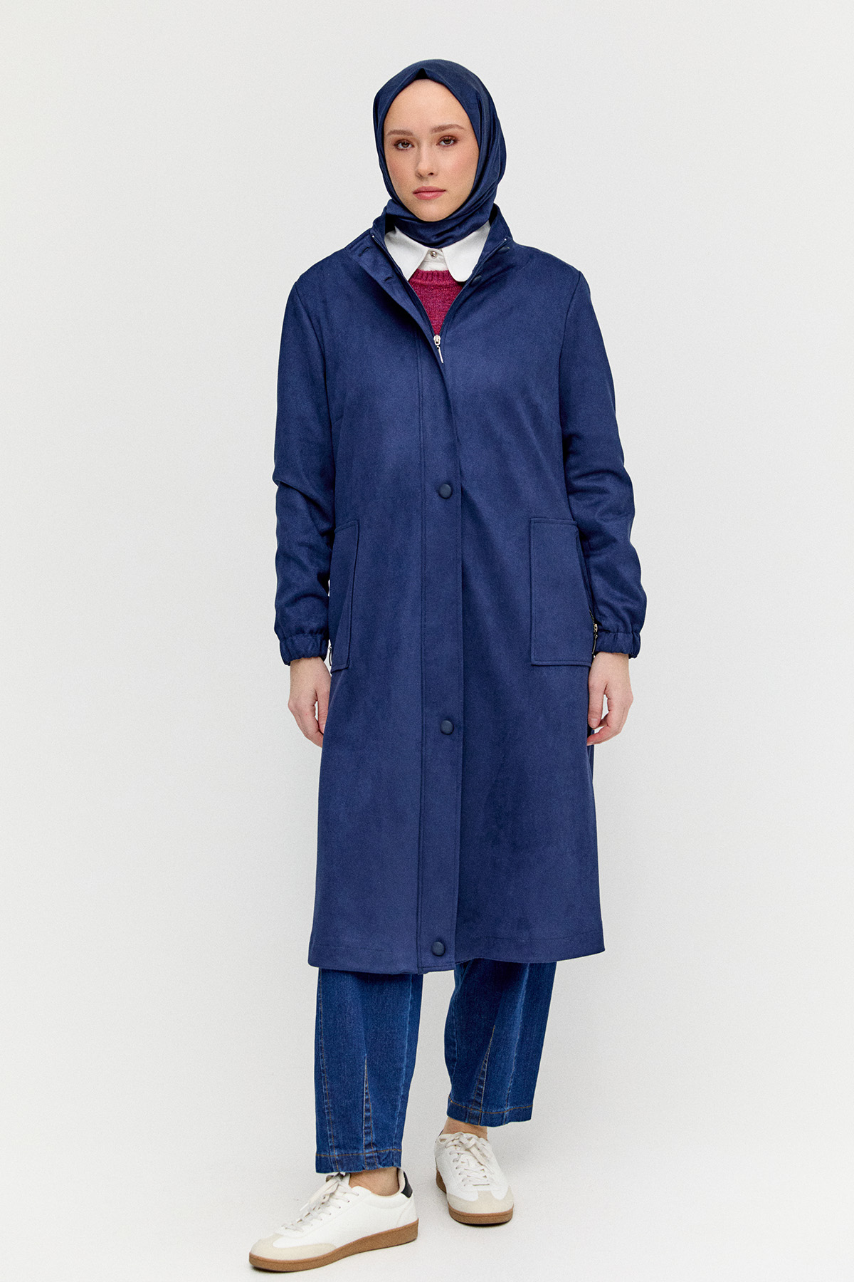 Süet Dokulu Büyük Beden Kap, Tesettür Giyim