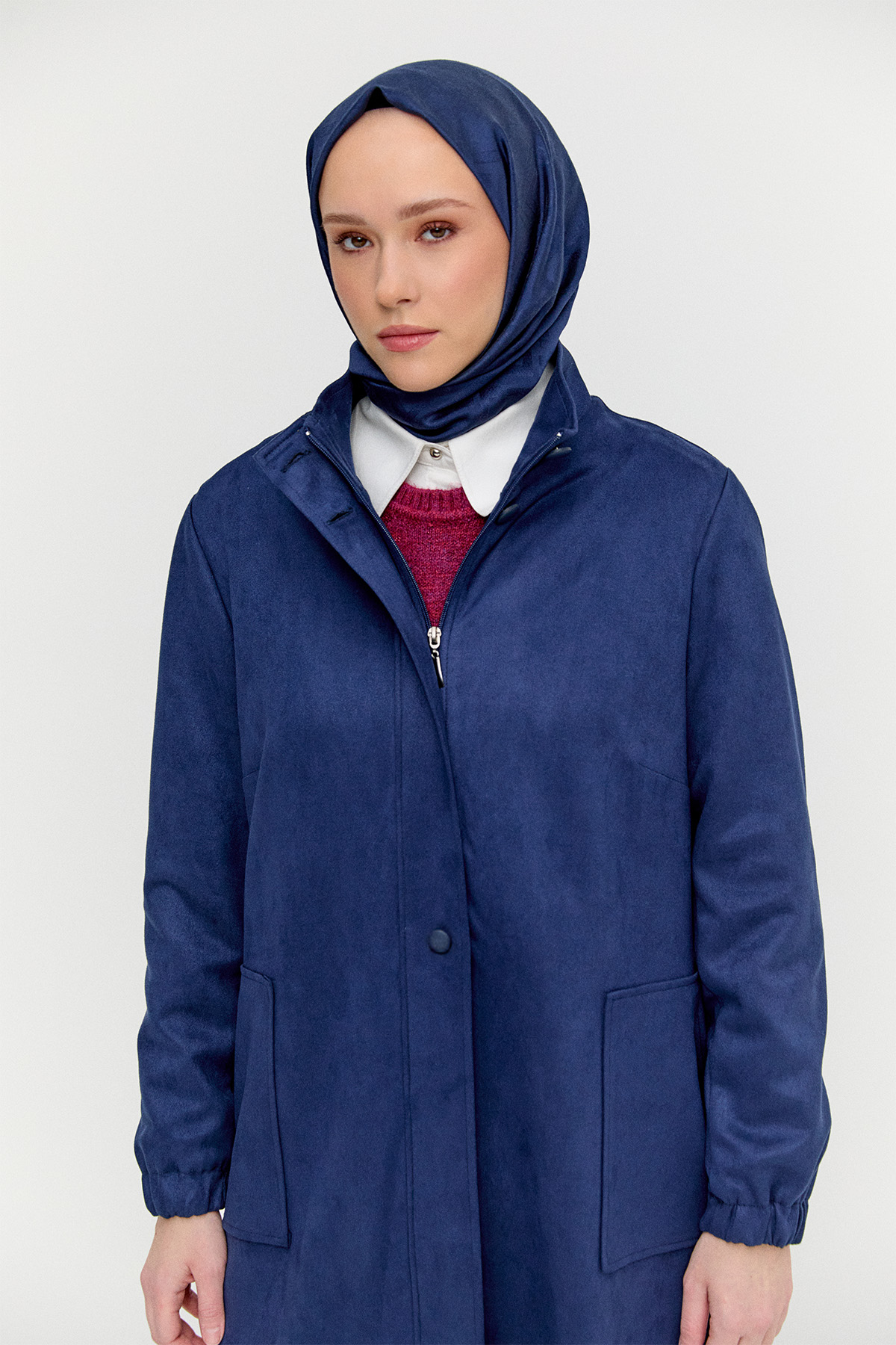 Süet Dokulu Büyük Beden Kap, Tesettür Giyim