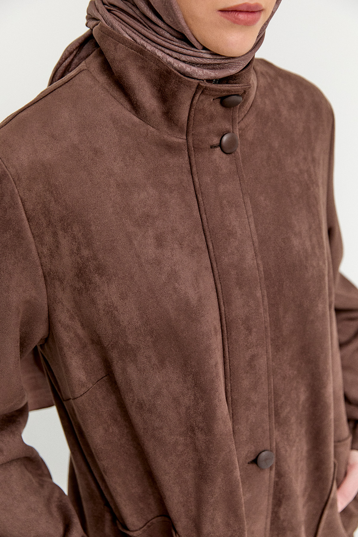 Süet Dokulu Büyük Beden Kap, Tesettür Giyim