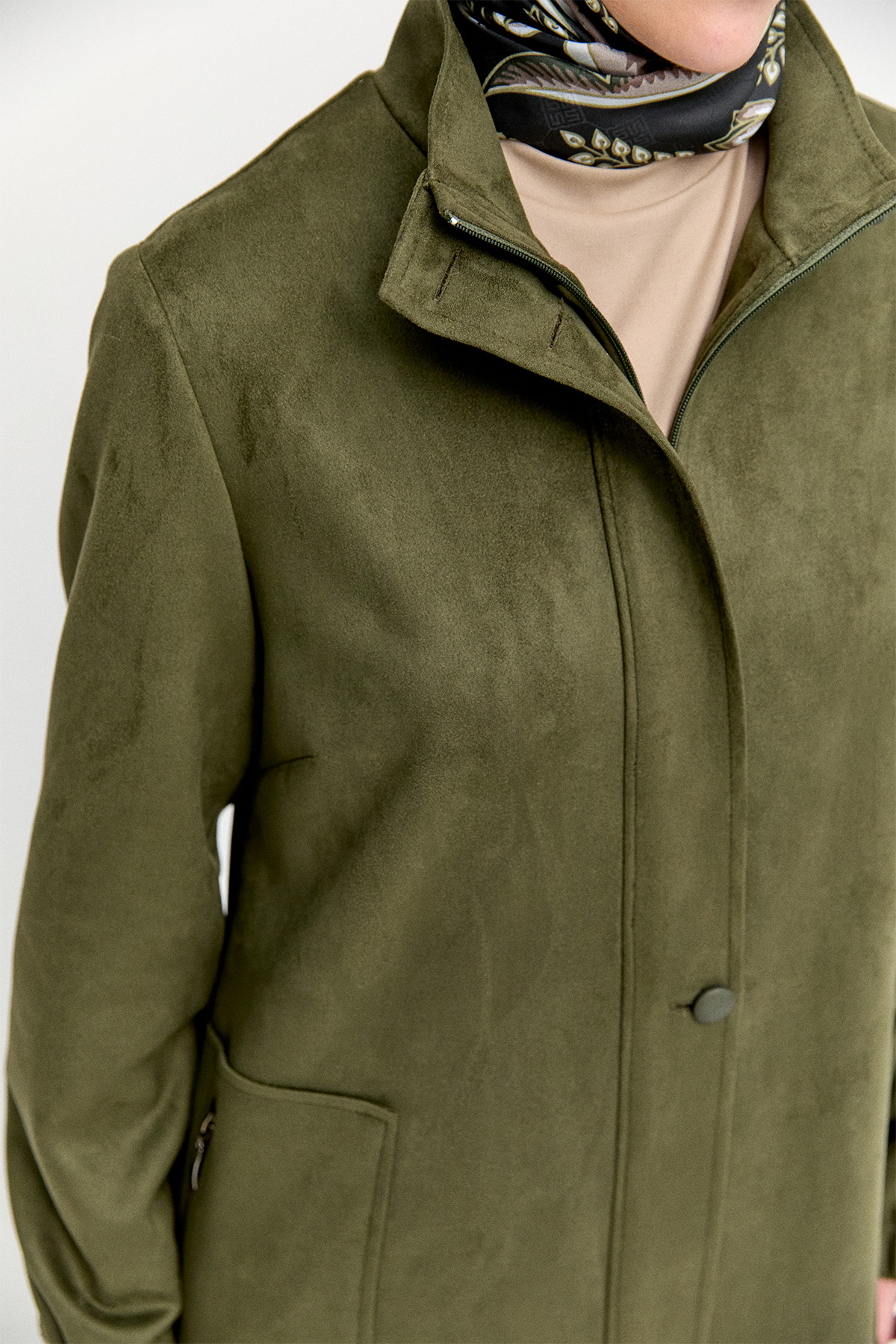 Süet Dokulu Büyük Beden Kap, Tesettür Giyim