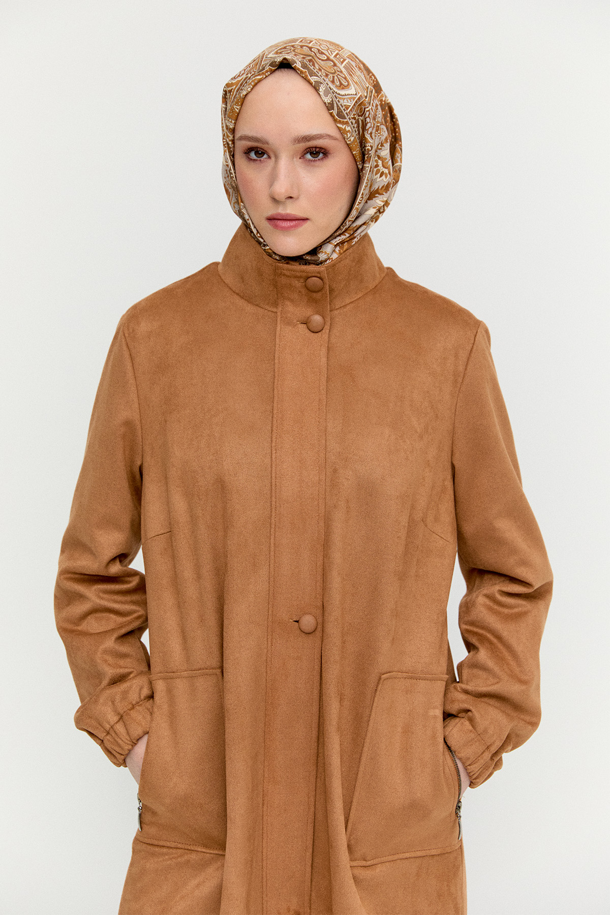 Süet Dokulu Büyük Beden Kap, Tesettür Giyim