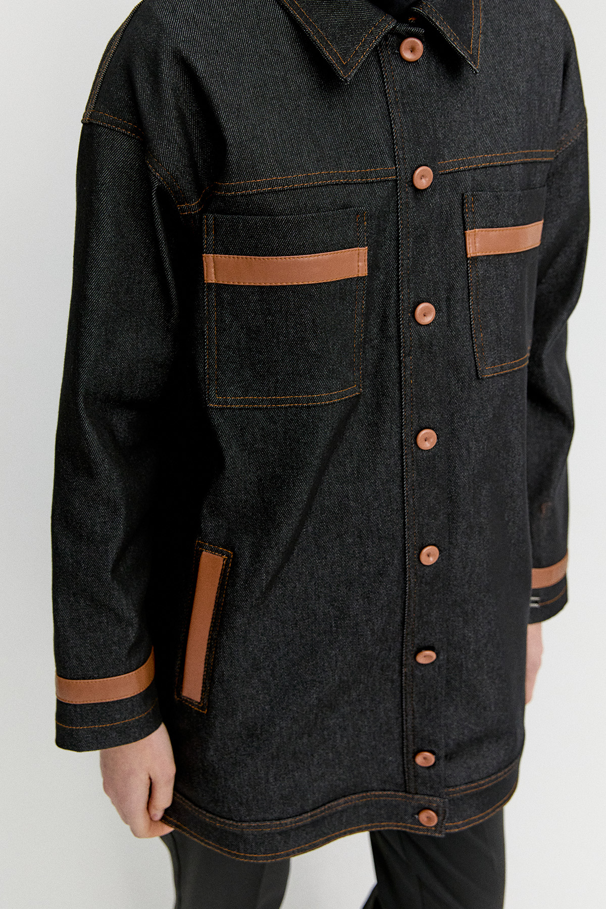 Deri Kombinli Kargo Cepli Kap, Tesettür Giyim