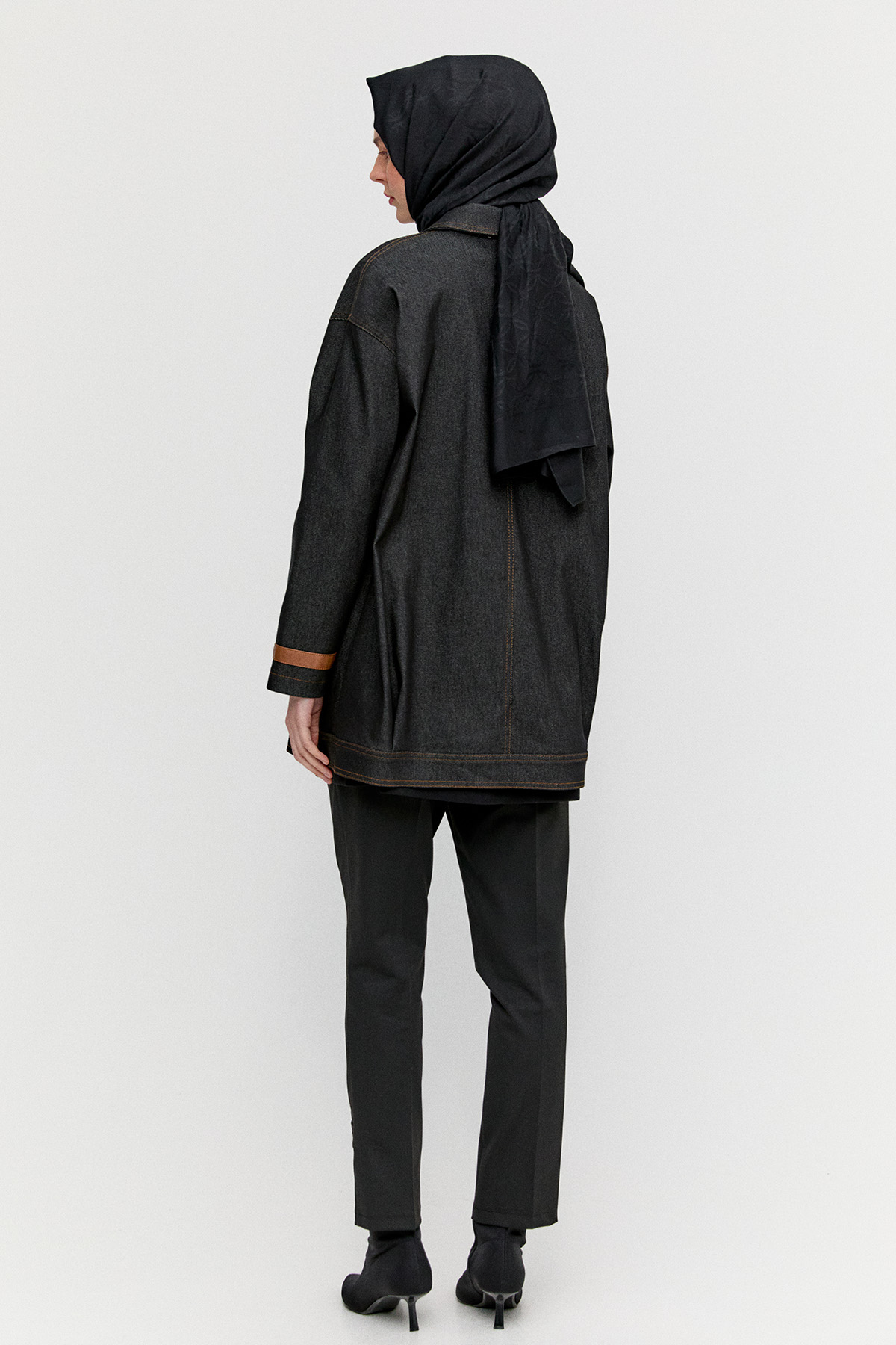 Deri Kombinli Kargo Cepli Kap, Tesettür Giyim