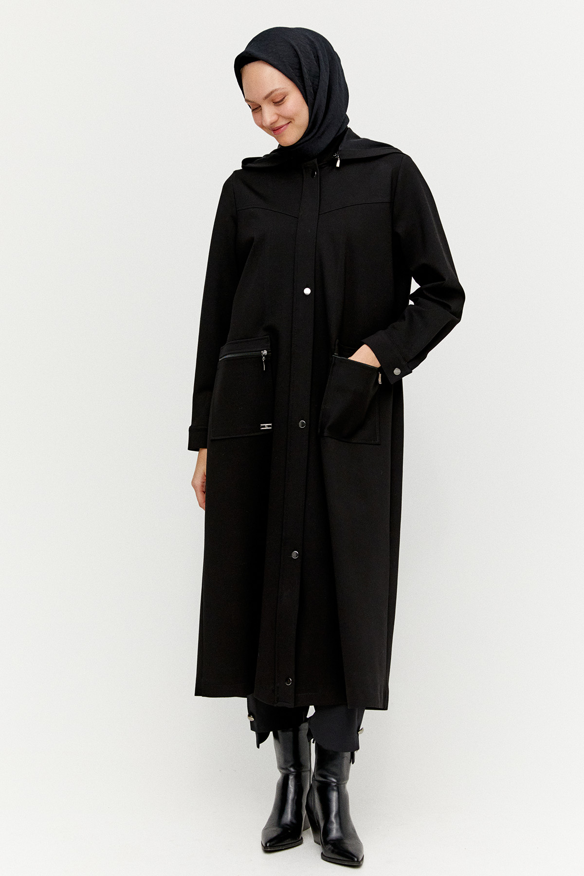 Çıkarılabilir Kapüşonlu Fermuarlı Kap