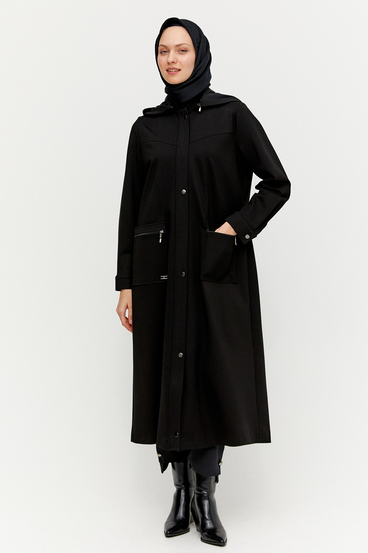 Çıkarılabilir Kapüşonlu Fermuarlı Kap