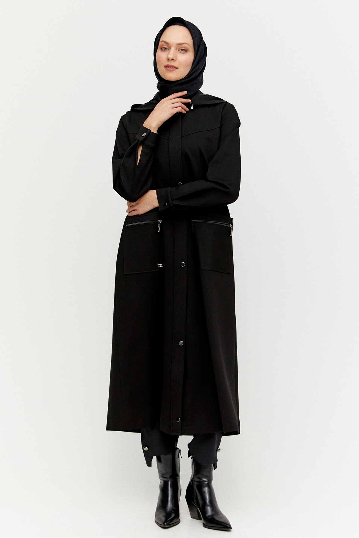 Çıkarılabilir Kapüşonlu Fermuarlı Kap