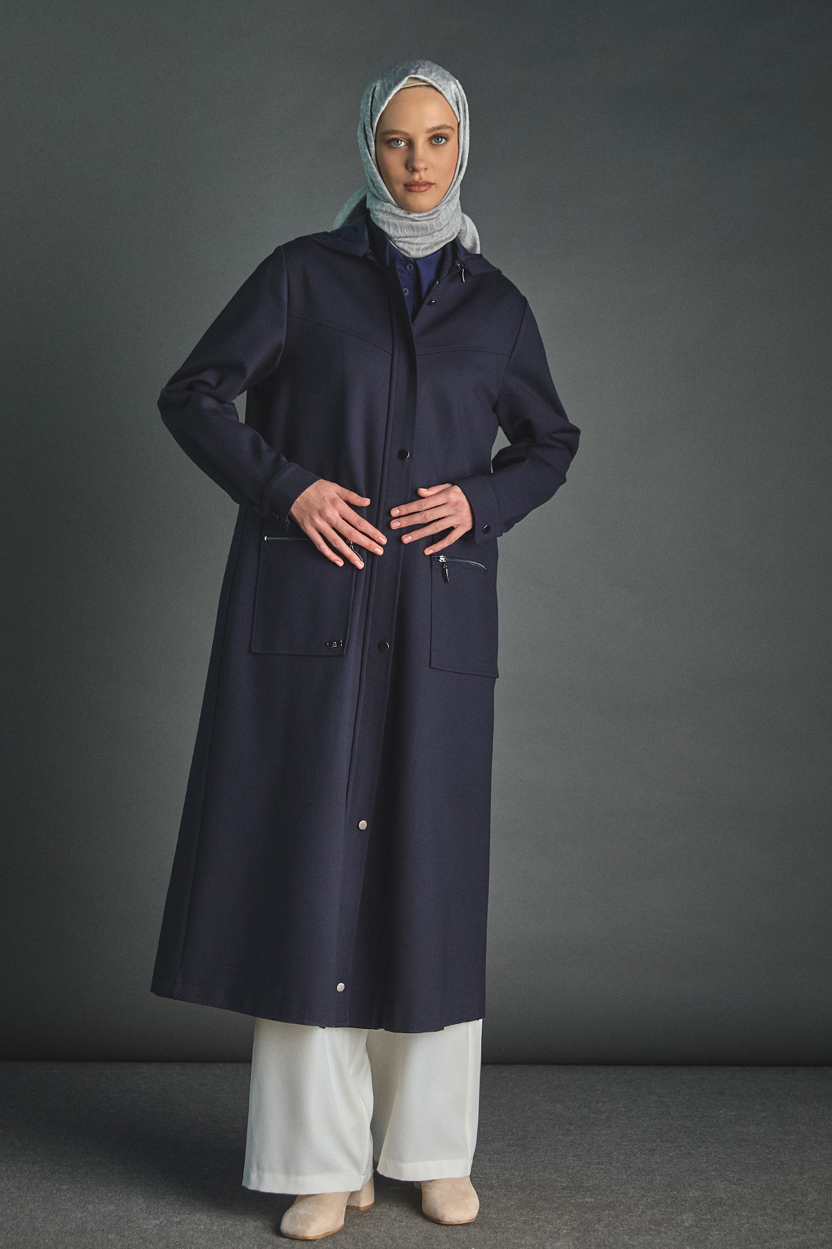 Çıkarılabilir Kapüşonlu Fermuarlı Kap