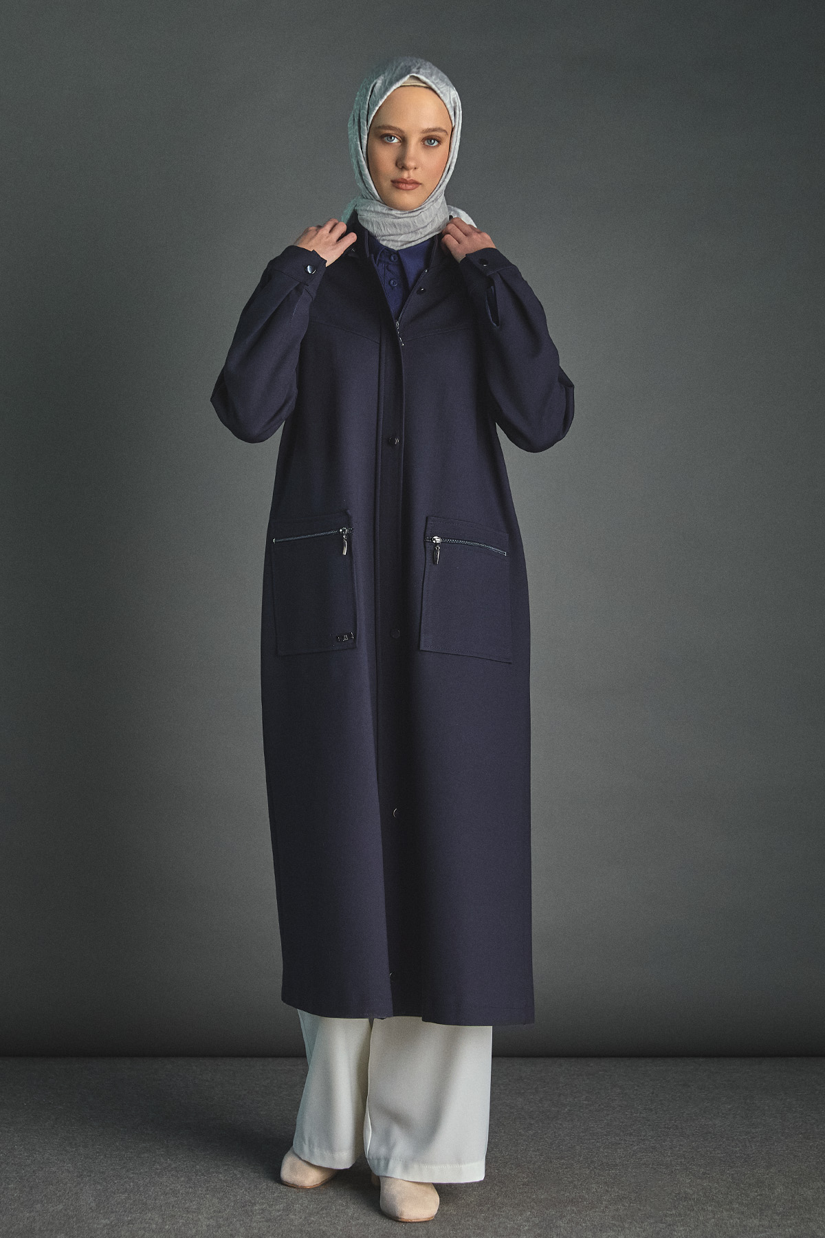 Çıkarılabilir Kapüşonlu Fermuarlı Kap