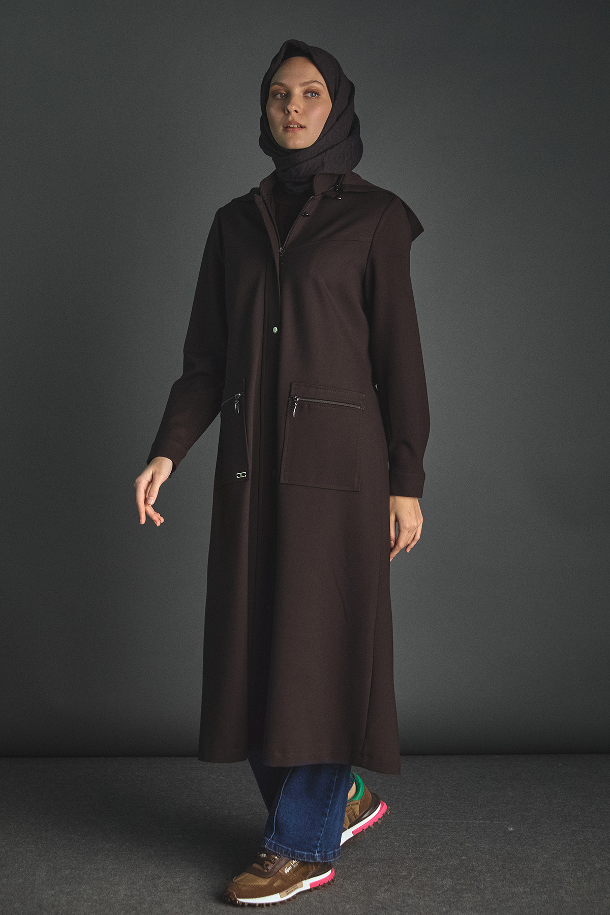 Çıkarılabilir Kapüşonlu Fermuarlı Kap