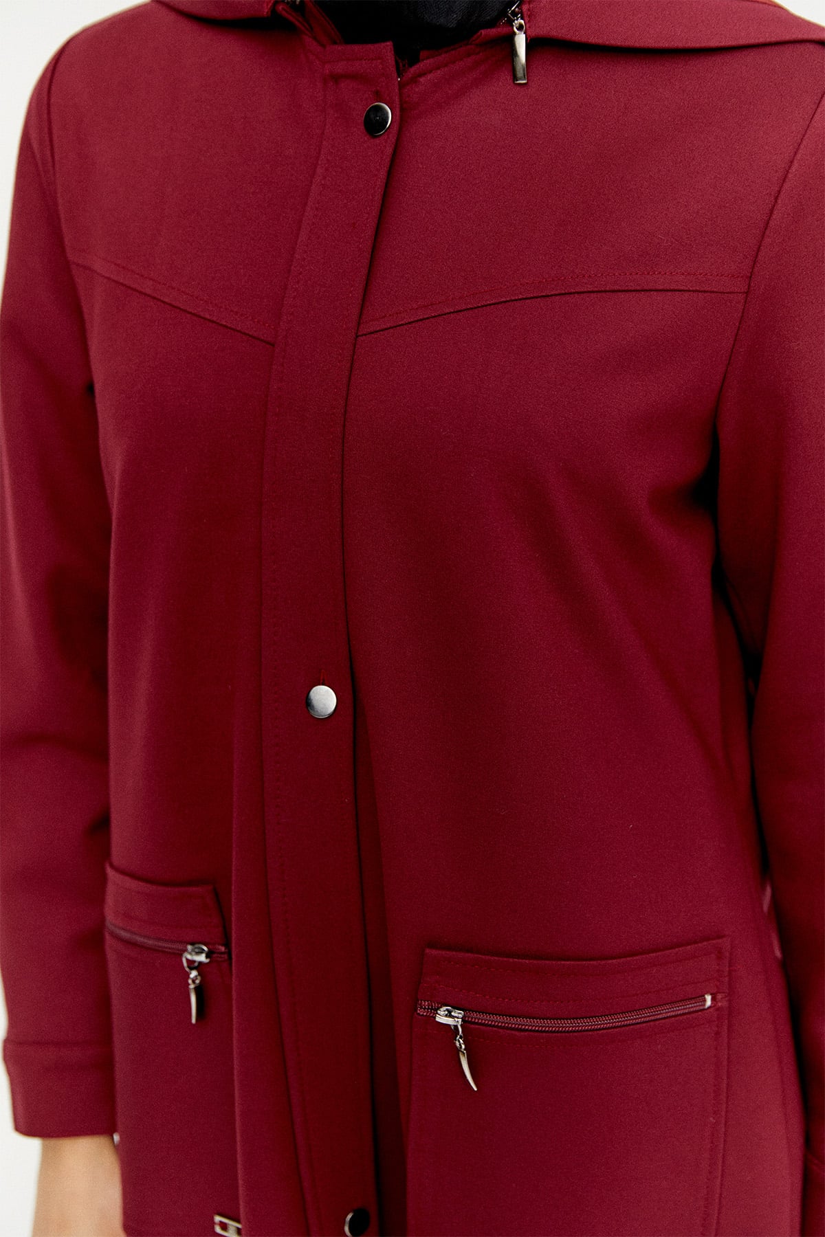 Çıkarılabilir Kapüşonlu Fermuarlı Kap, Tesettür Giyim