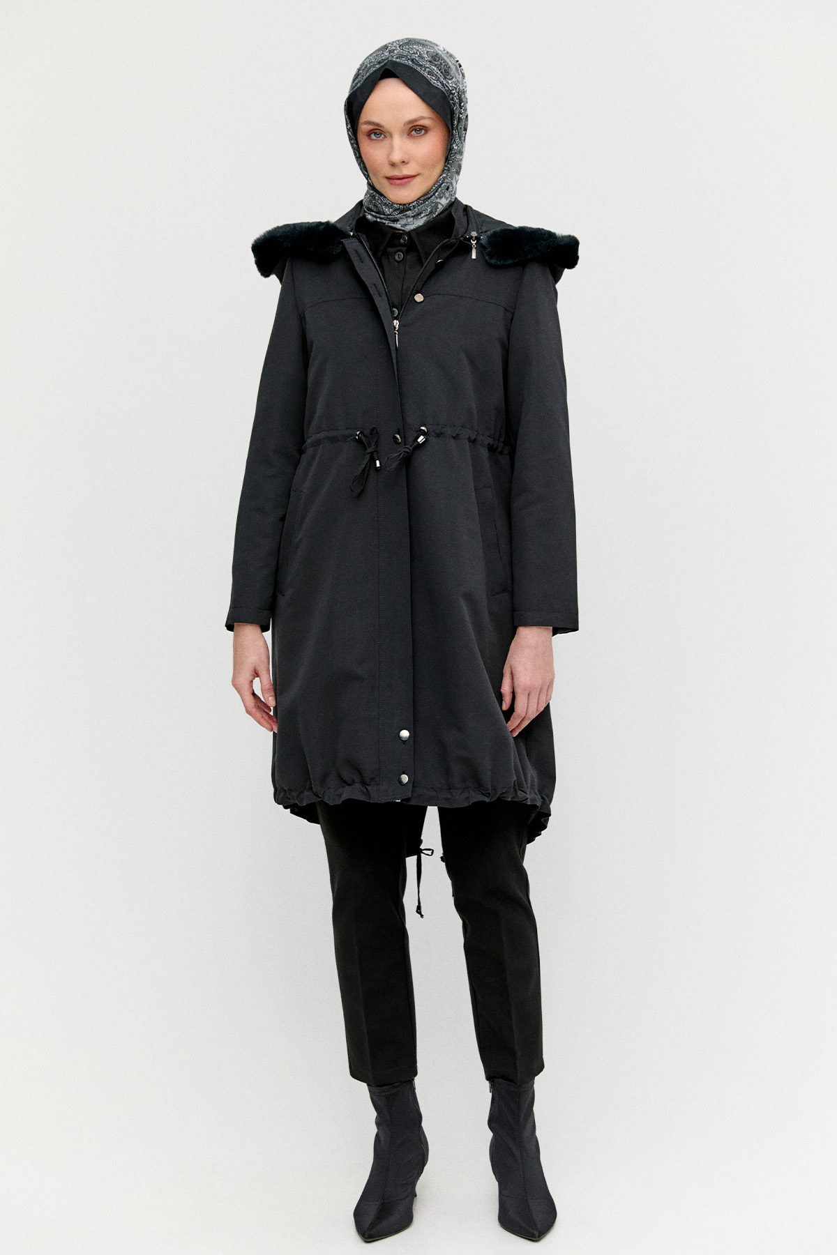 Fermuarlı Bağcıklı Kap, Tesettür Giyim