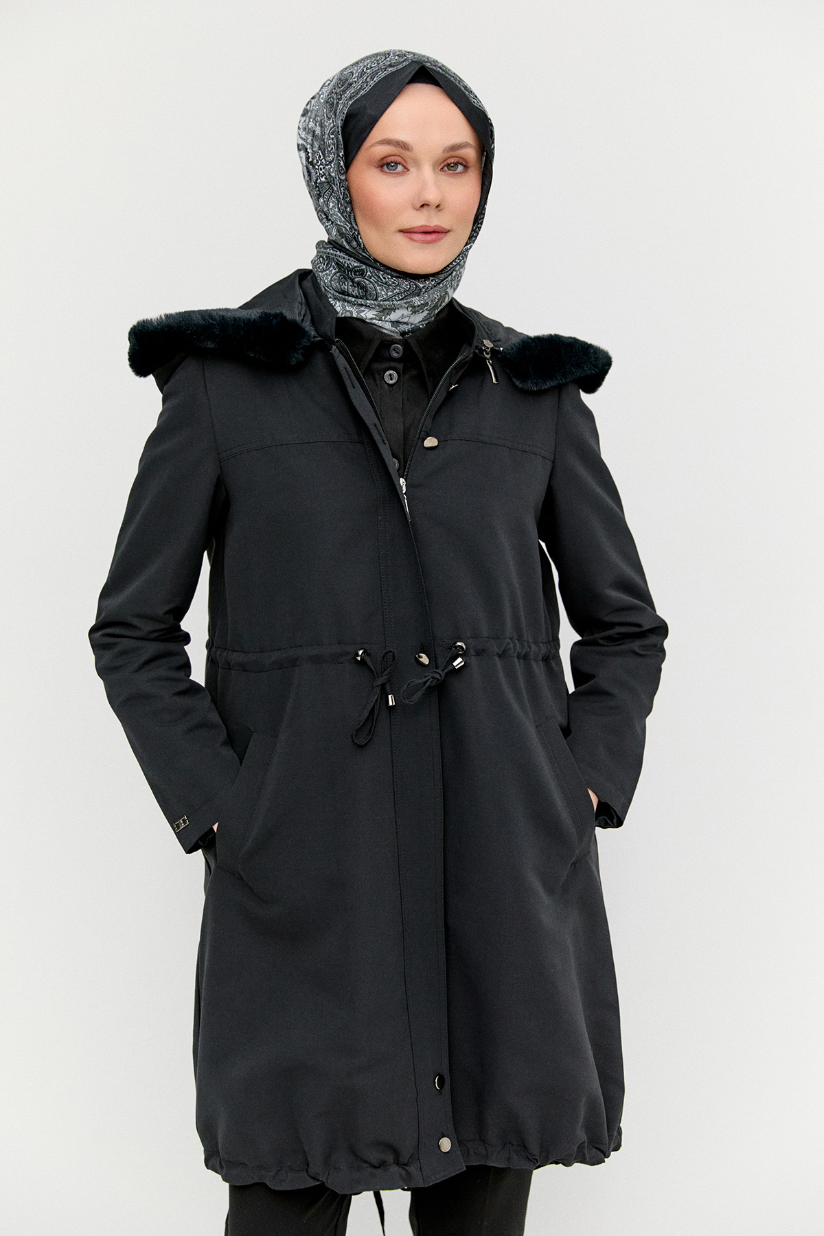 Fermuarlı Bağcıklı Kap, Tesettür Giyim