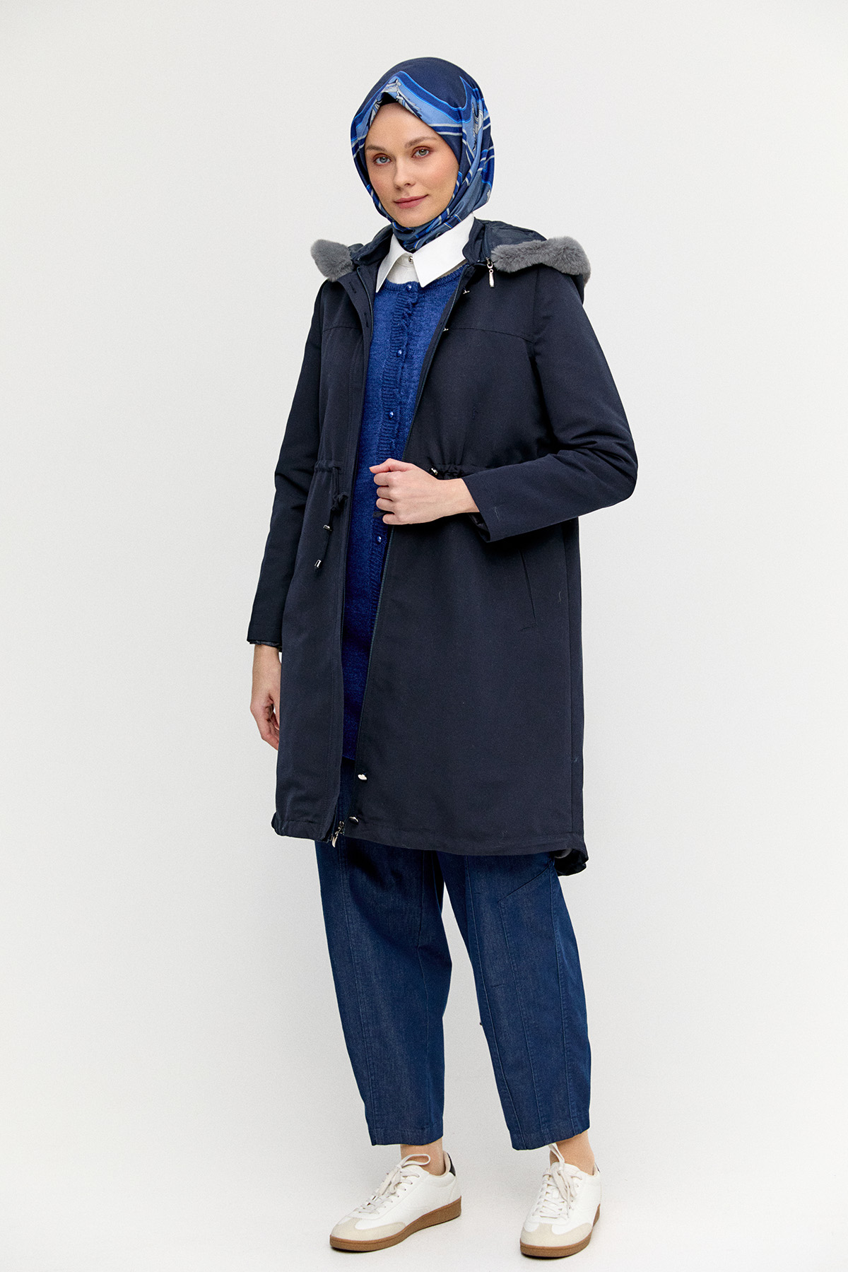 Fermuarlı Bağcıklı Kap, Tesettür Giyim