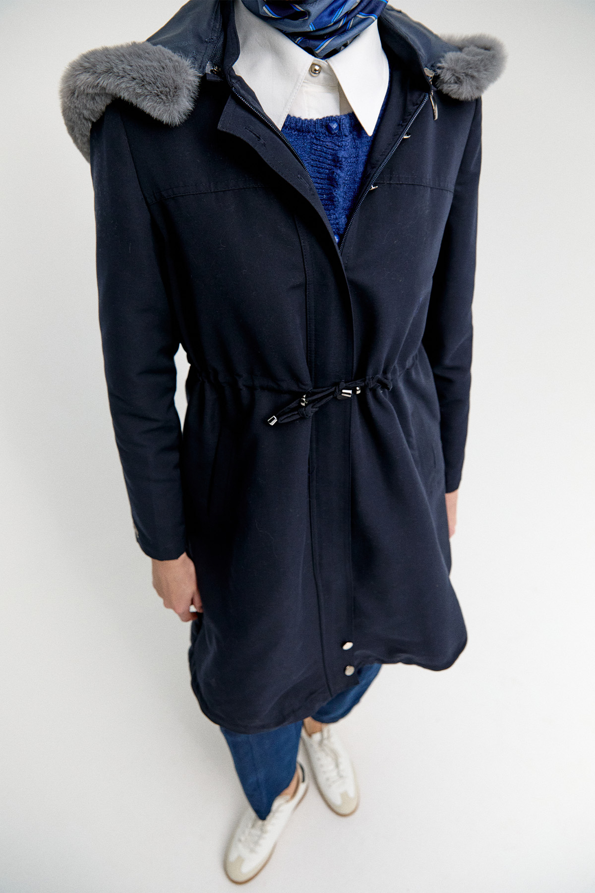 Fermuarlı Bağcıklı Kap, Tesettür Giyim