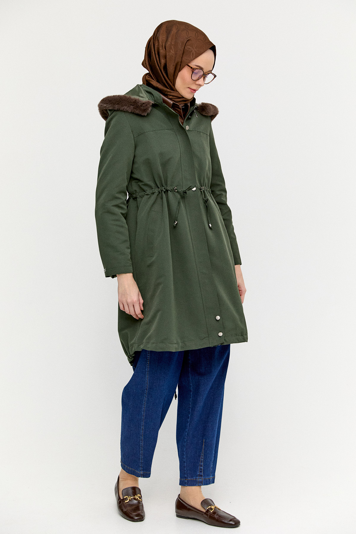 Fermuarlı Bağcıklı Kap, Tesettür Giyim