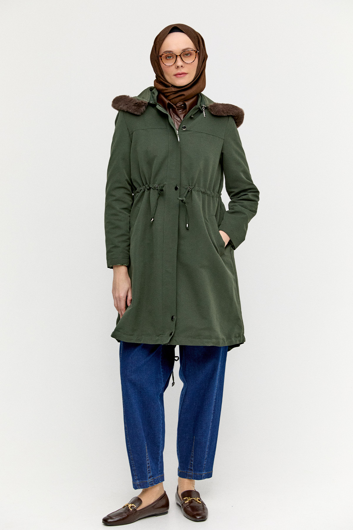 Fermuarlı Bağcıklı Kap, Tesettür Giyim