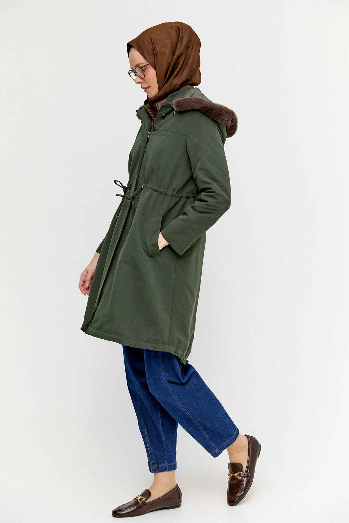 Fermuarlı Bağcıklı Kap, Tesettür Giyim