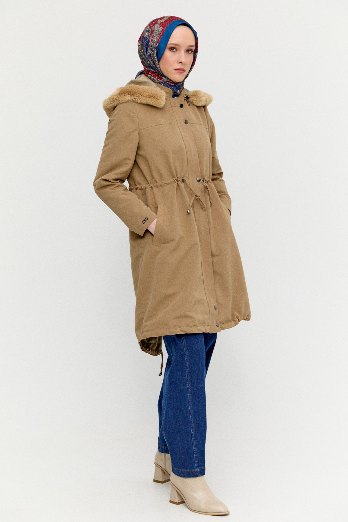 Fermuarlı Bağcıklı Kap, Tesettür Giyim