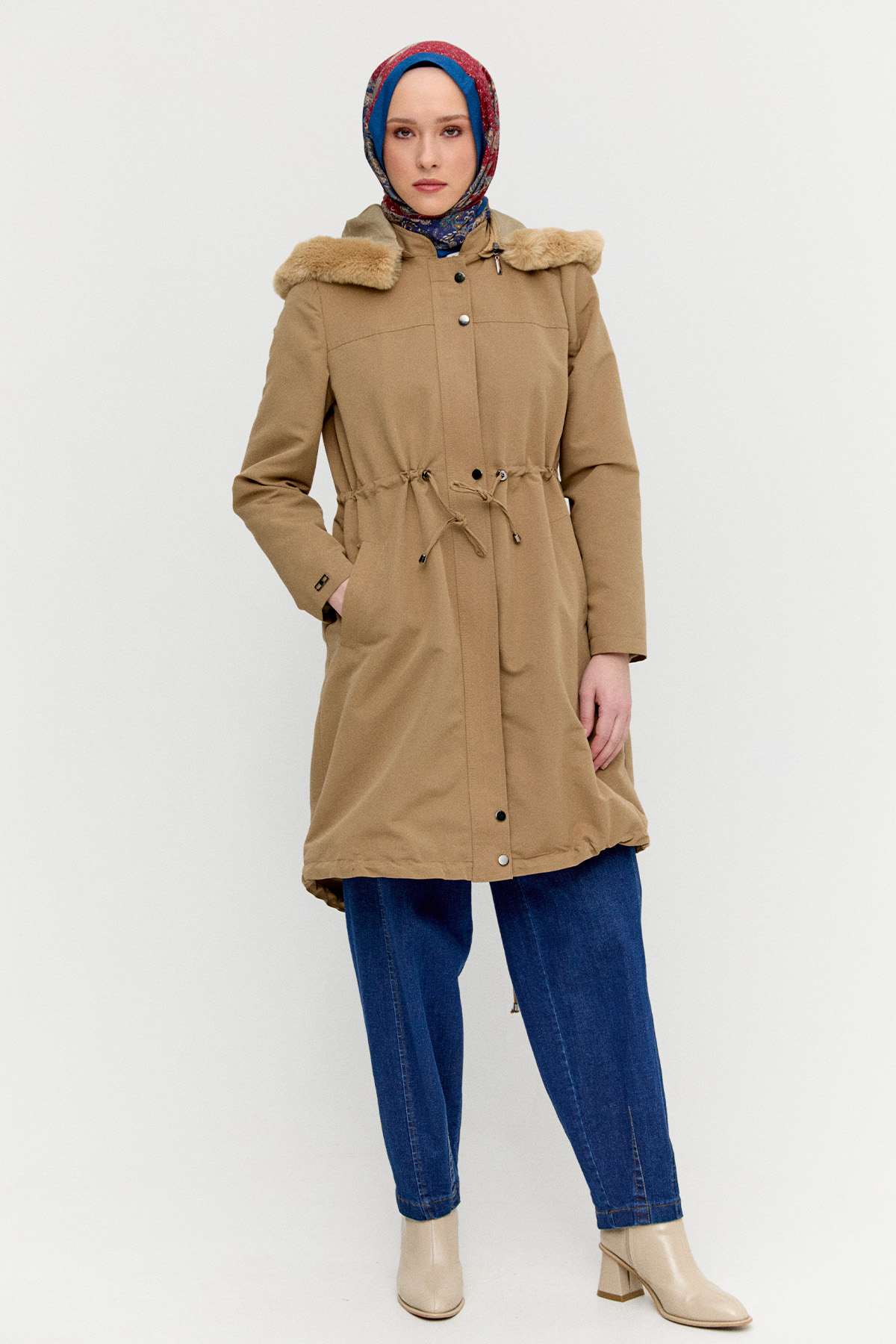 Fermuarlı Bağcıklı Kap, Tesettür Giyim