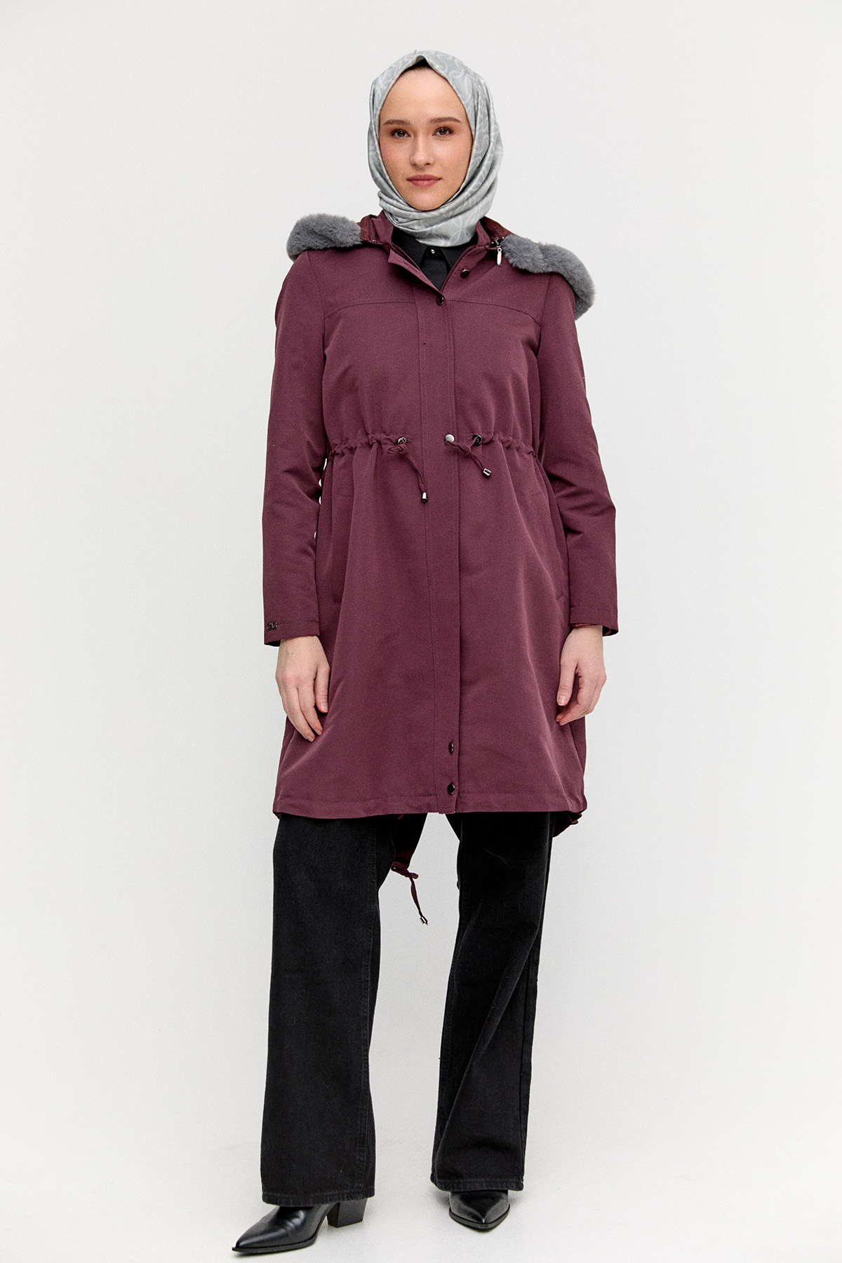 Fermuarlı Bağcıklı Kap, Tesettür Giyim