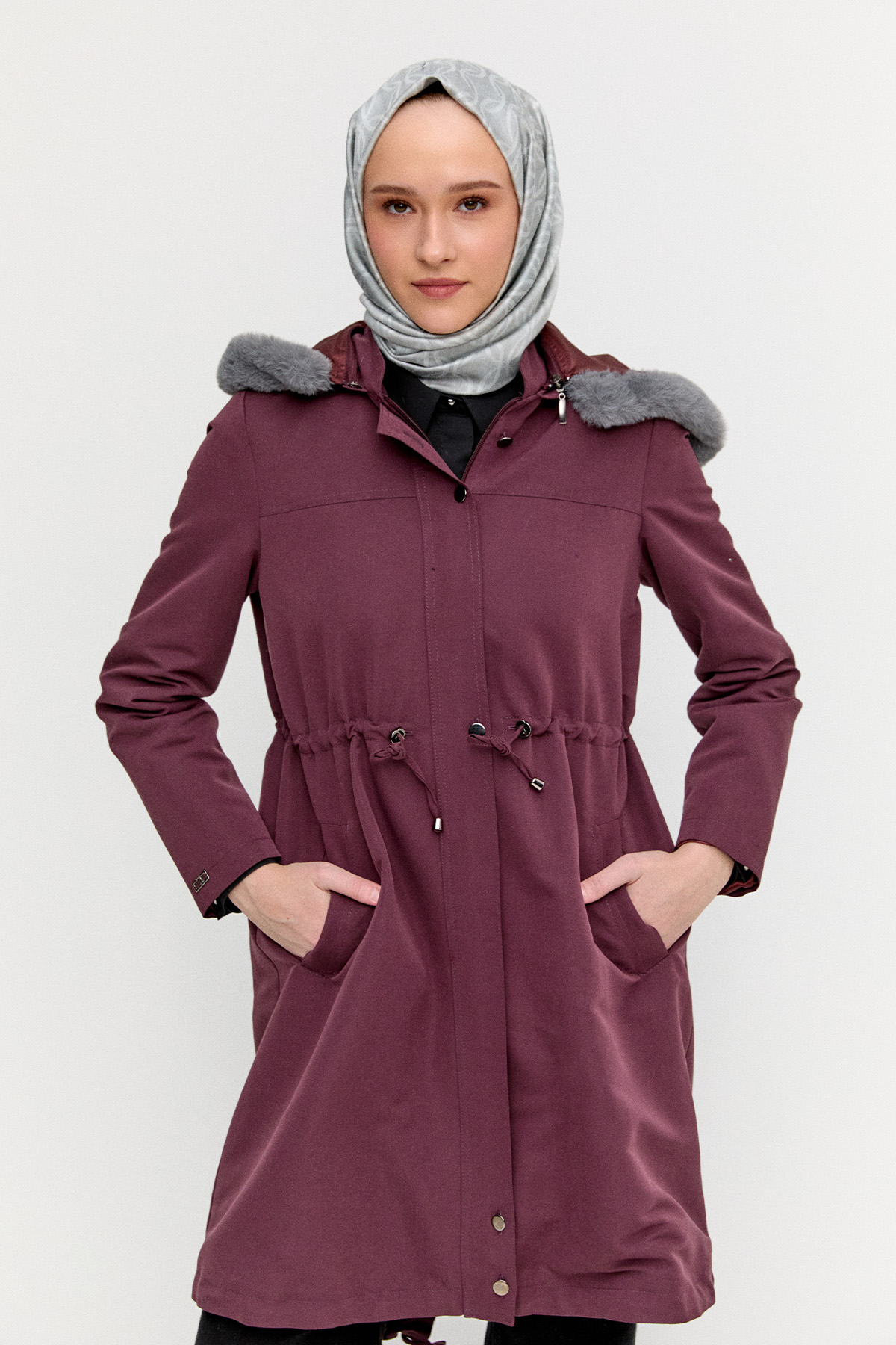 Fermuarlı Bağcıklı Kap, Tesettür Giyim