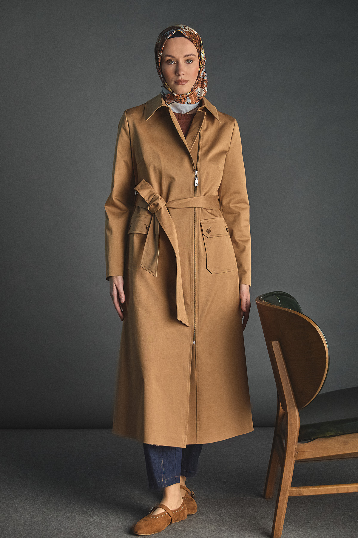 Kuşaklı Ekose Astarlı Kap