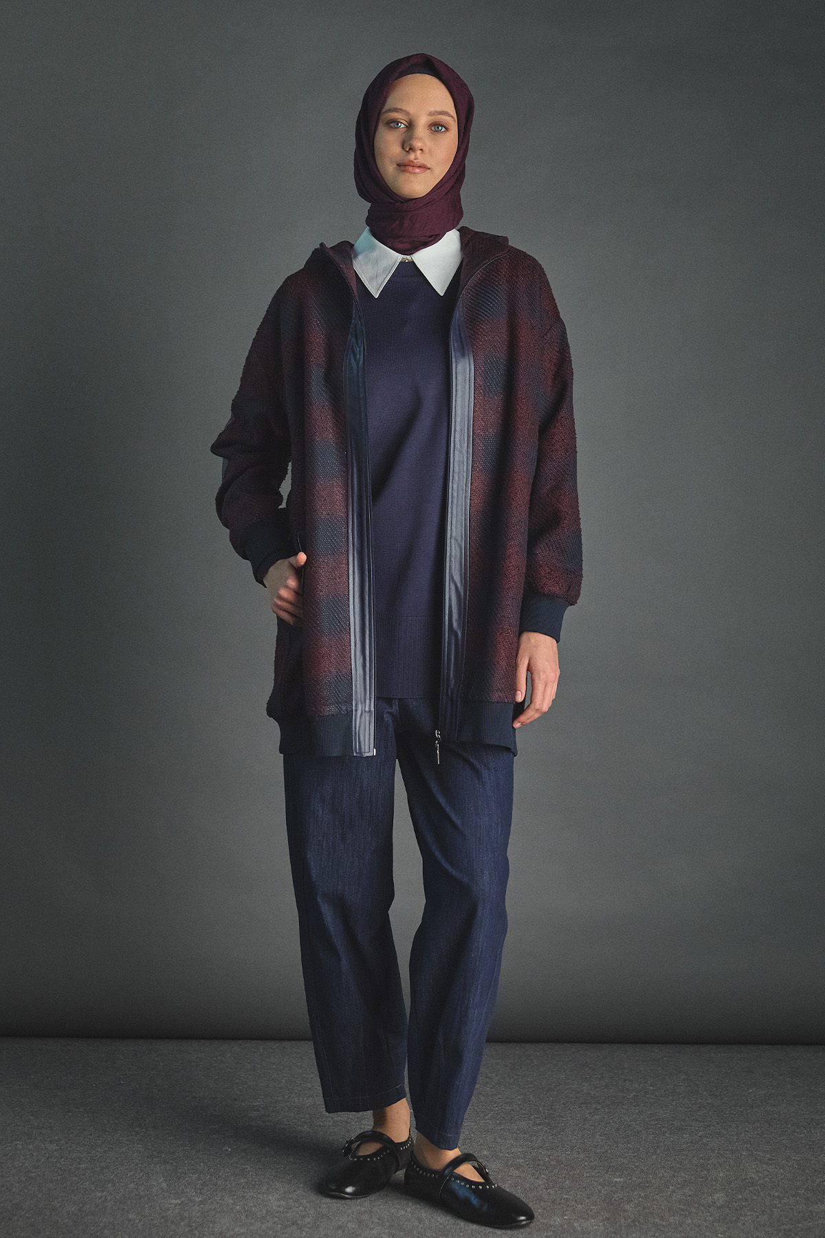 Deri Detaylı Kapüşonlu Tüvit Kap