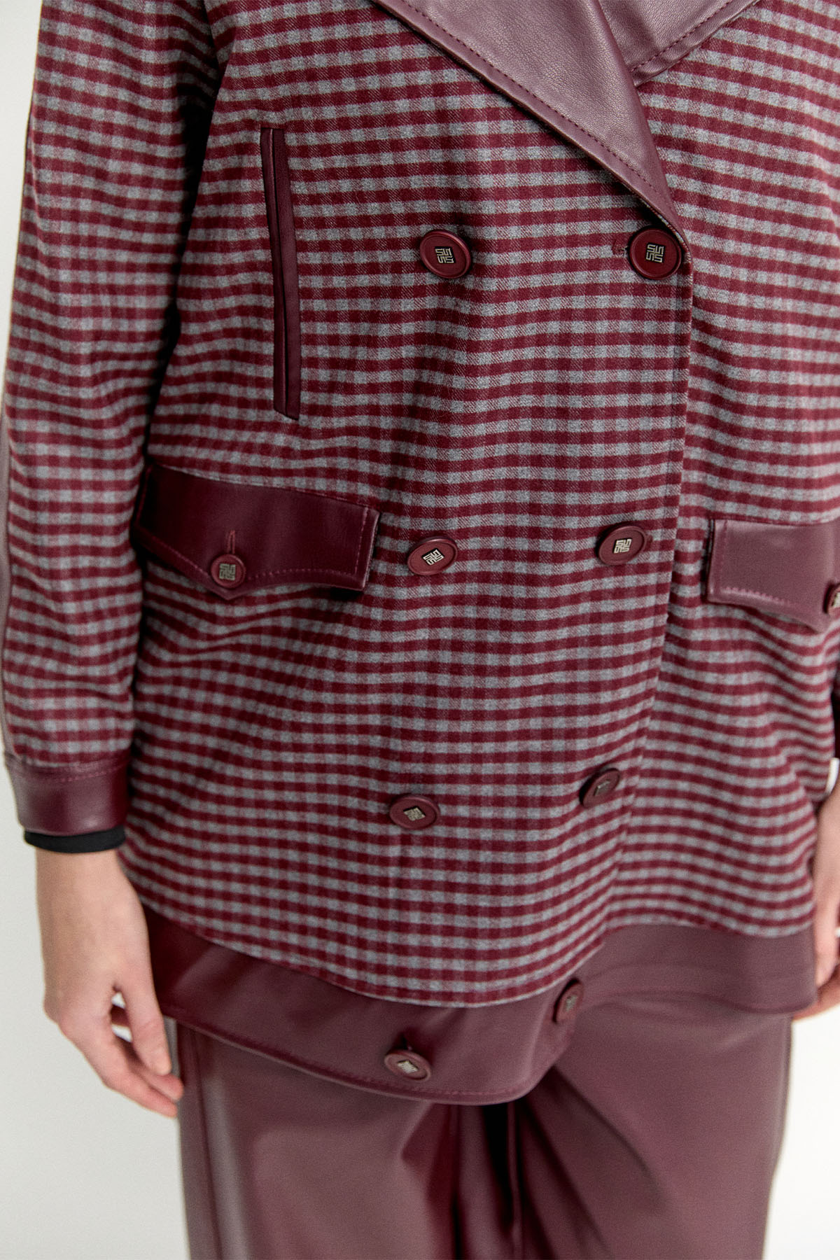 Kareli Suni Deri Oversize Kap, Tesettür Giyim