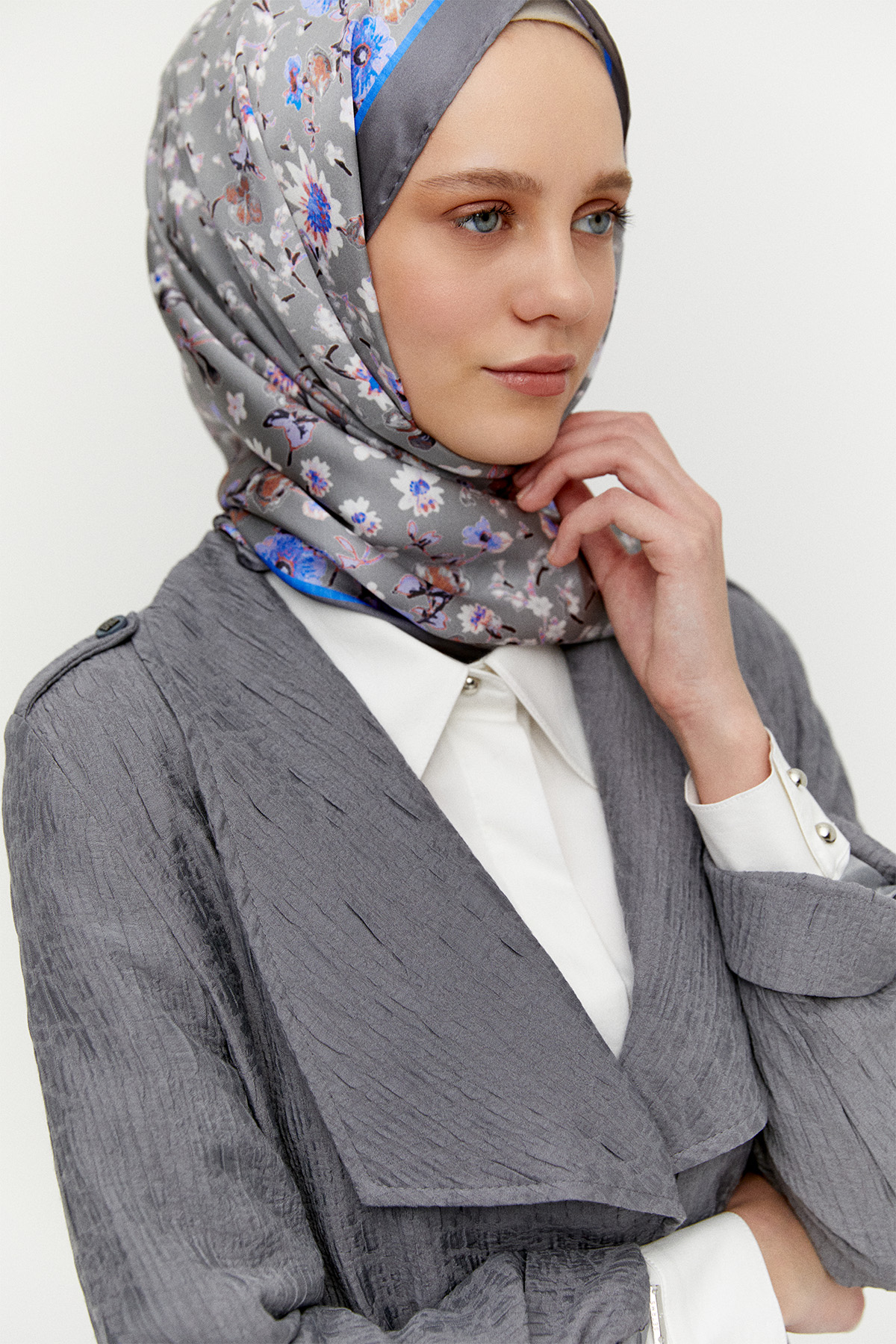 Dokulu Lyocell Stoper Kuşaklı Kap